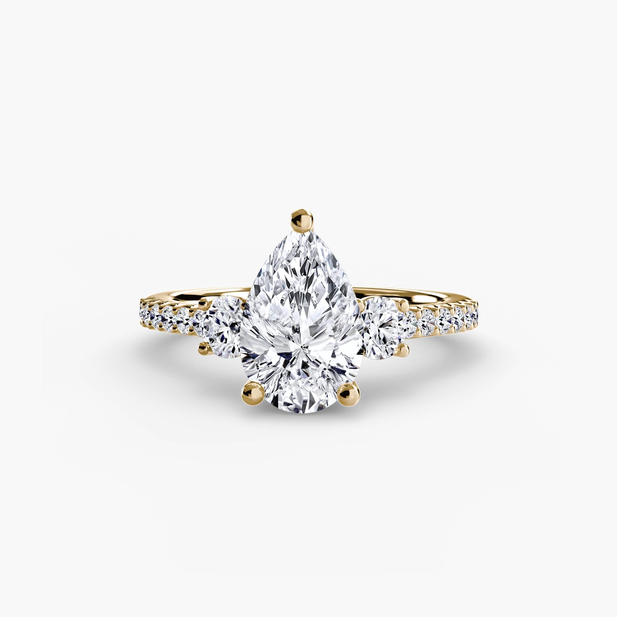 Three - Stone Ring with Pavé Band 5 - Prestige Stones