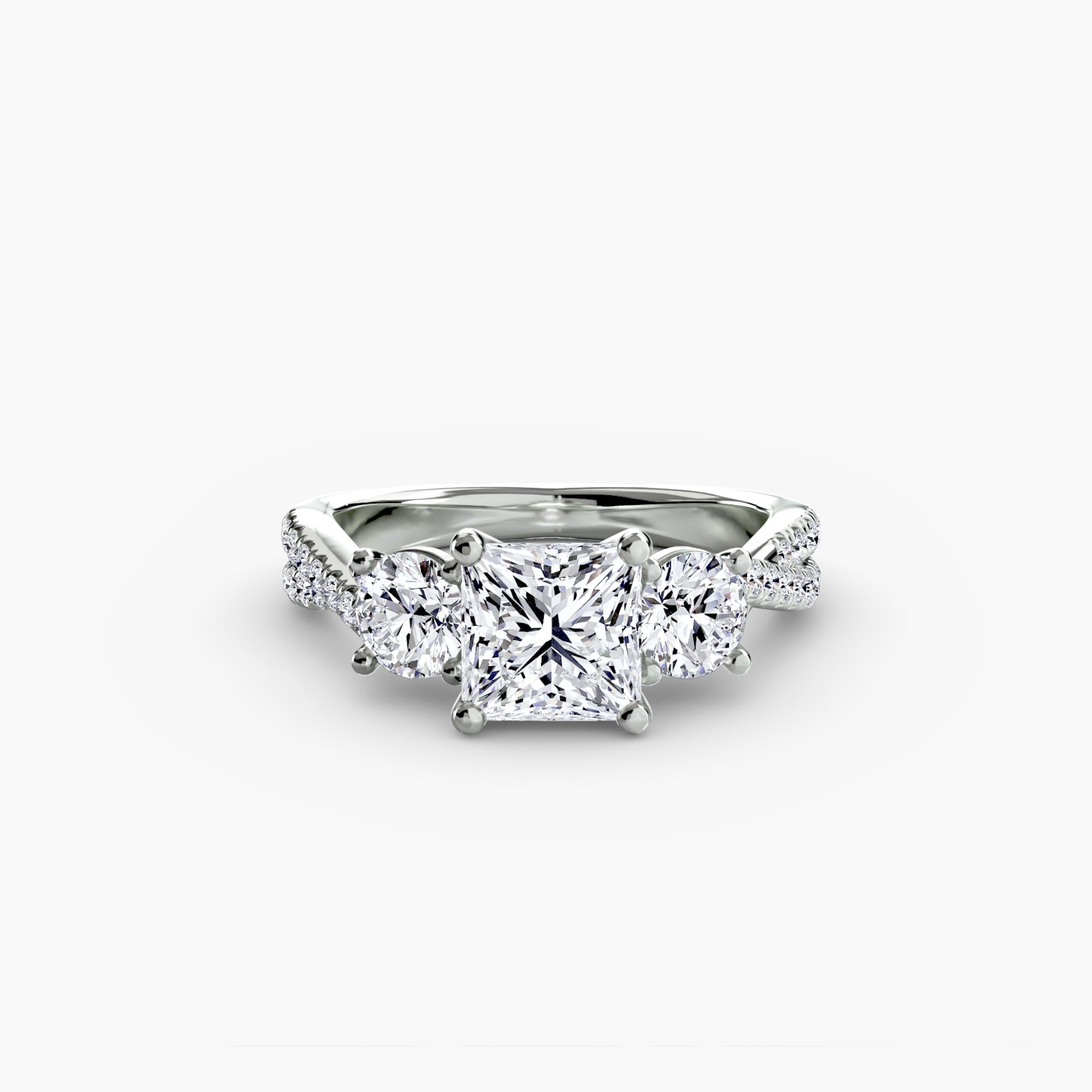 Three - Stone with Pavé Band 2 - Prestige Stones