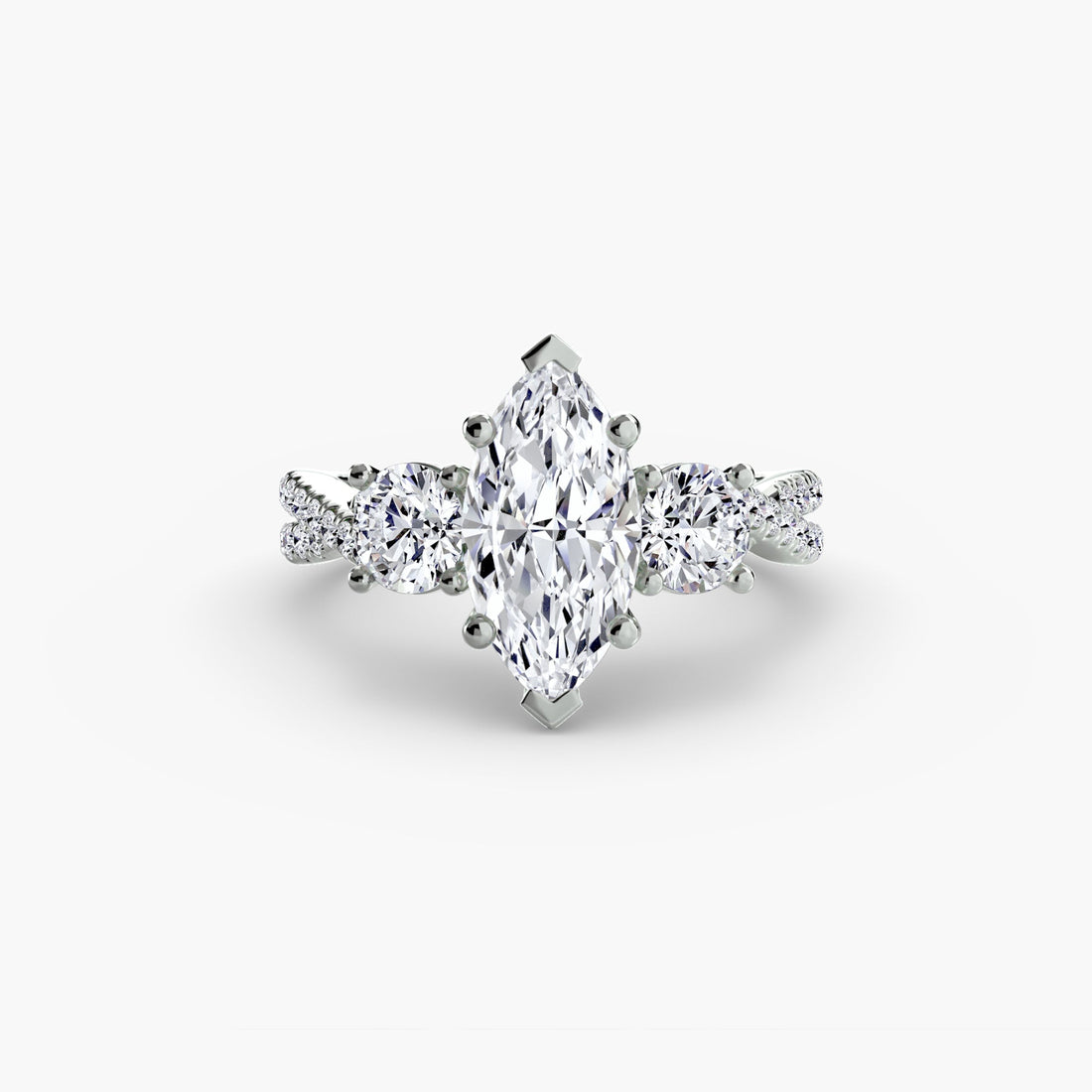 Three - Stone with Pavé Band 2 - Prestige Stones