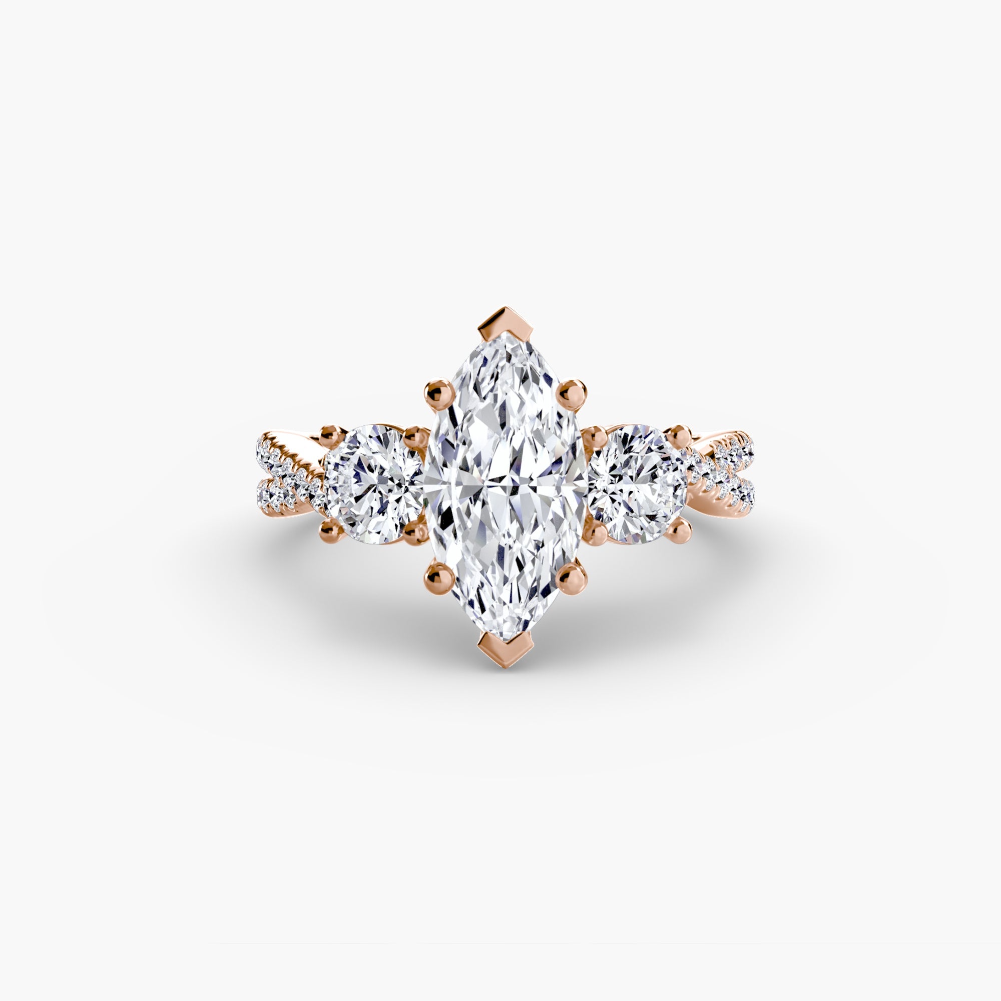 Three - Stone with Pavé Band 2 - Prestige Stones