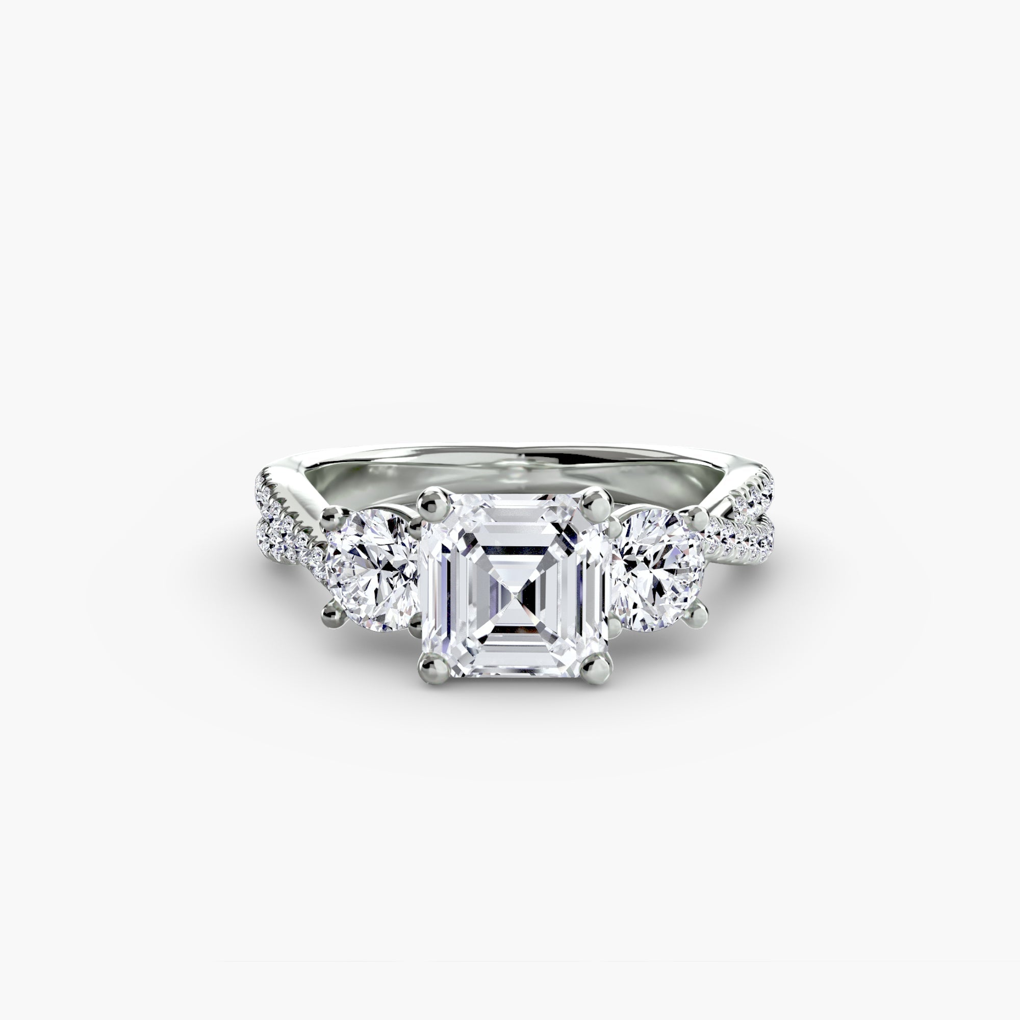 Three - Stone with Pavé Band 2 - Prestige Stones