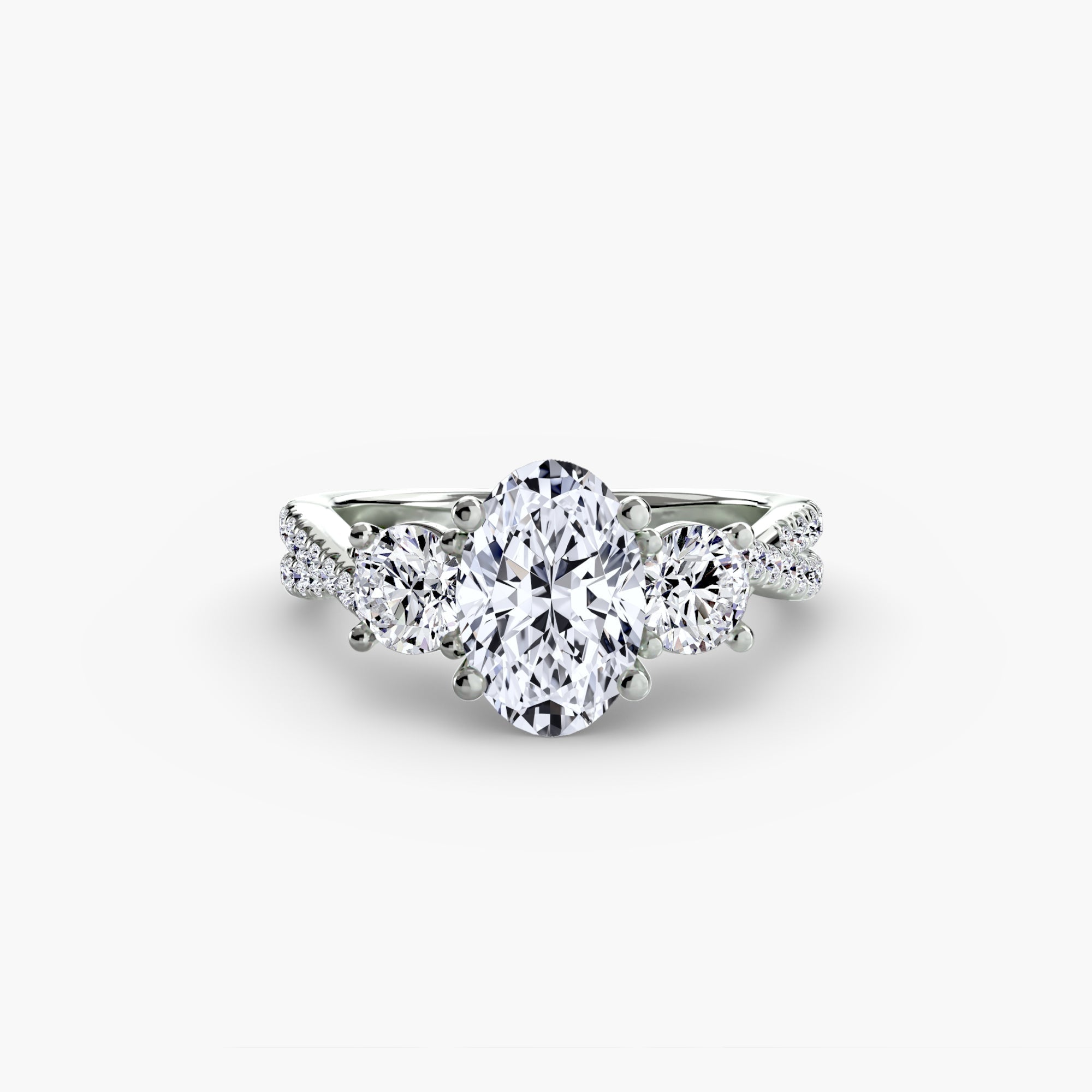 Three - Stone with Pavé Band 2 - Prestige Stones