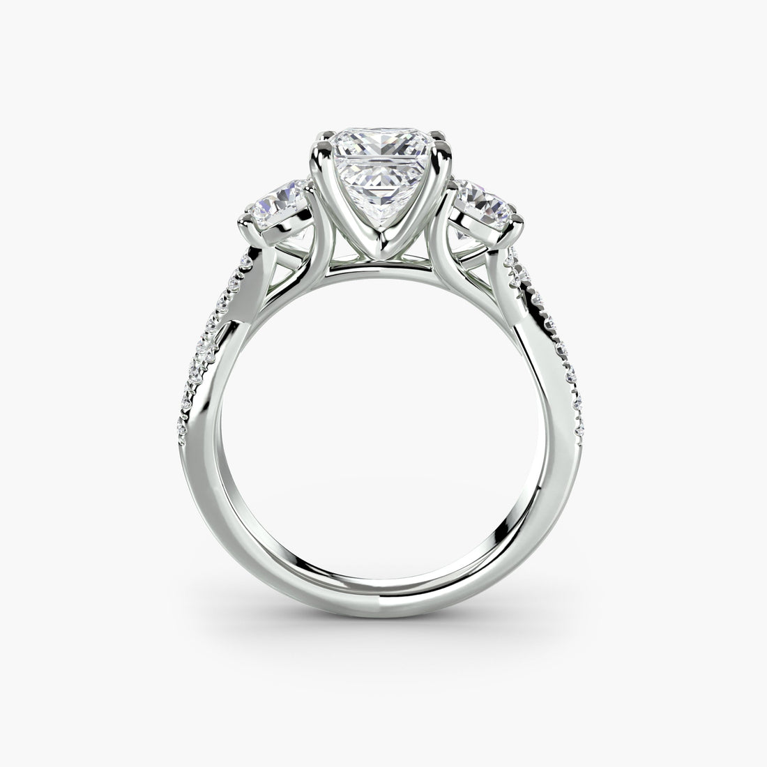 Three - Stone with Pavé Band 2 - Prestige Stones