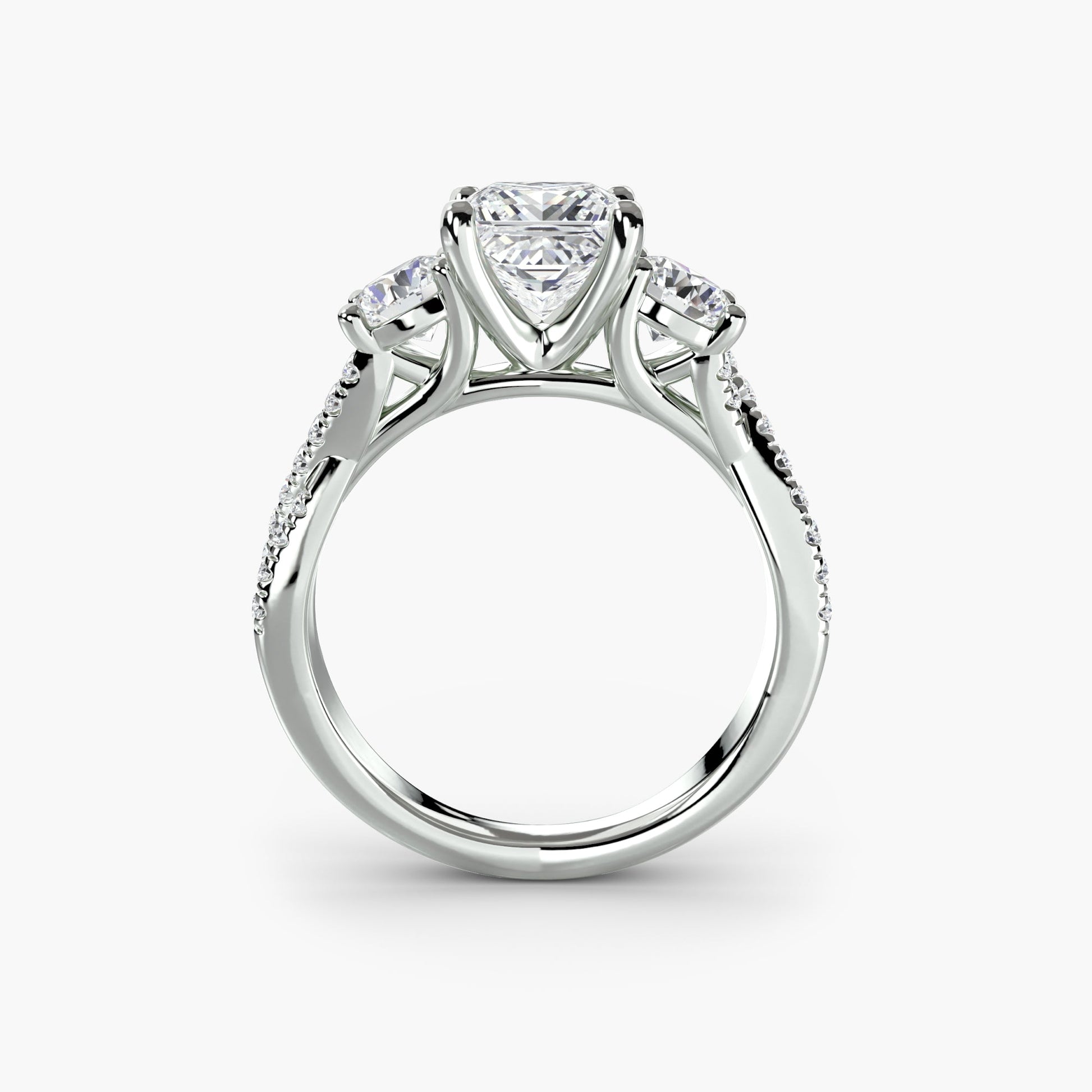 Three - Stone with Pavé Band 2 - Prestige Stones