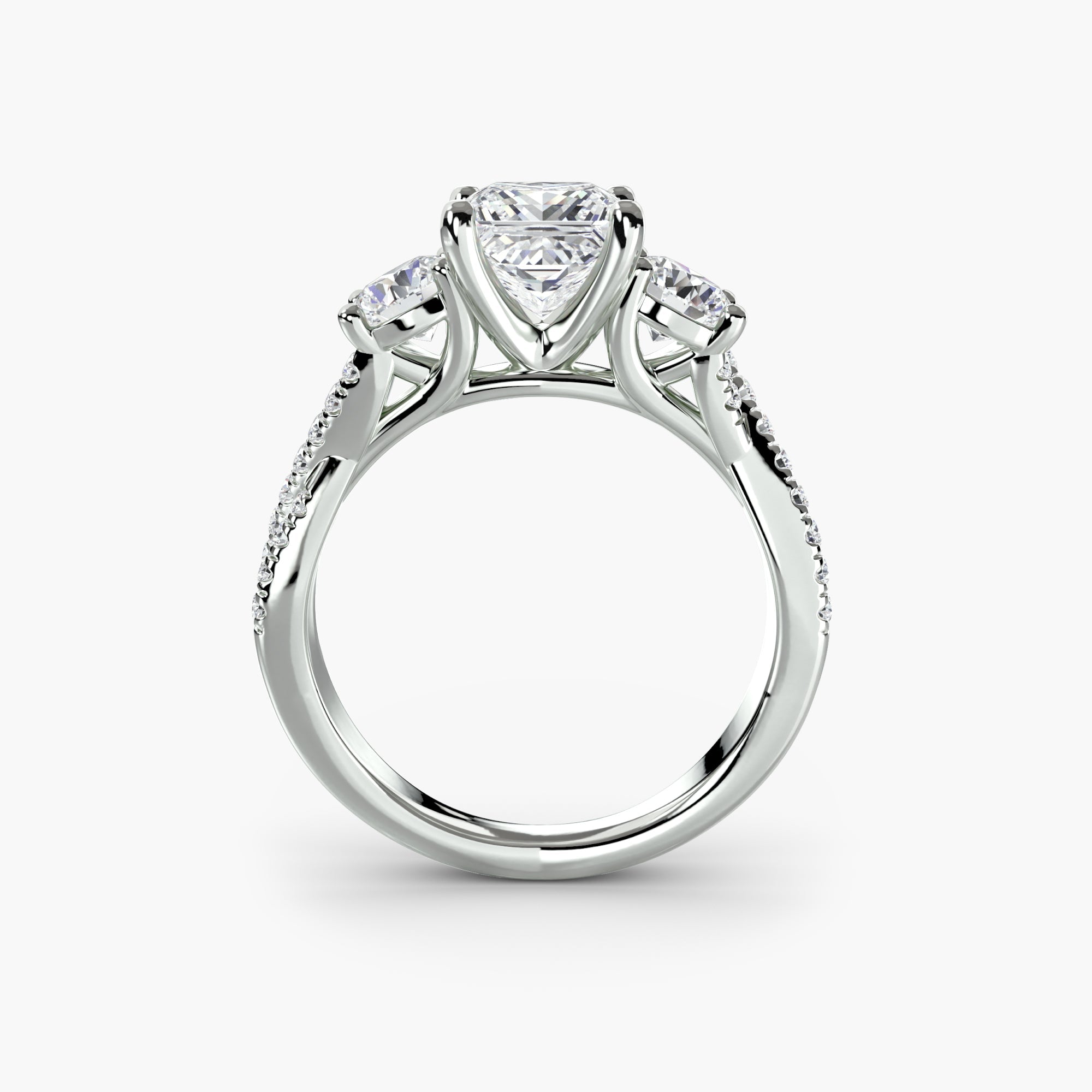 Three - Stone with Pavé Band 2 - Prestige Stones