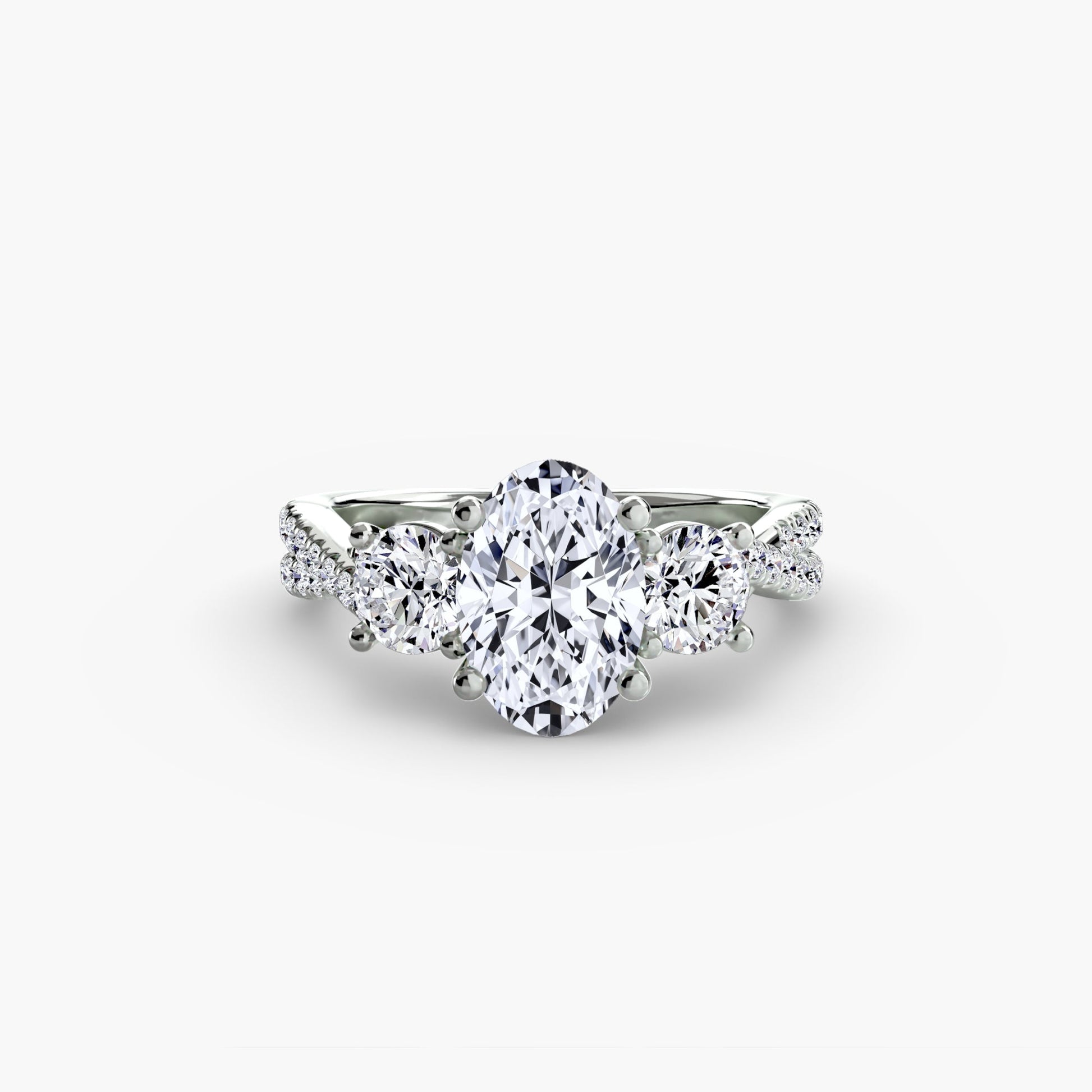 Three - Stone with Pavé Band 2 - Prestige Stones