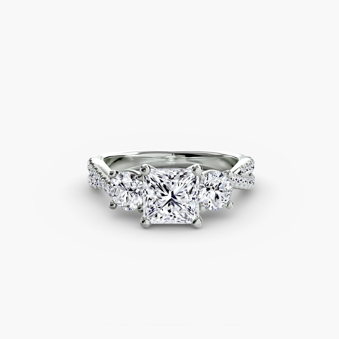 Three - Stone with Pavé Band 2 - Prestige Stones
