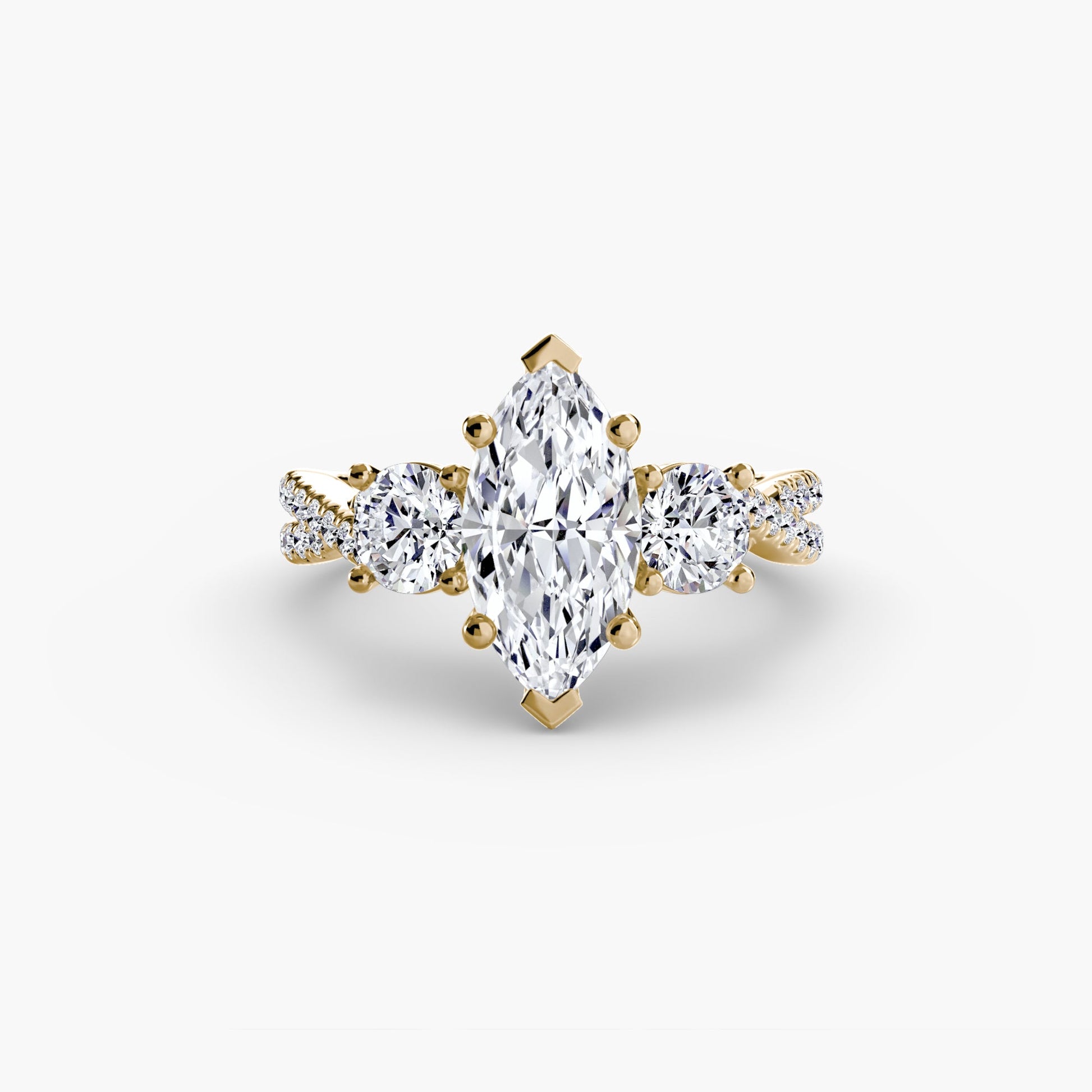 Three - Stone with Pavé Band 2 - Prestige Stones