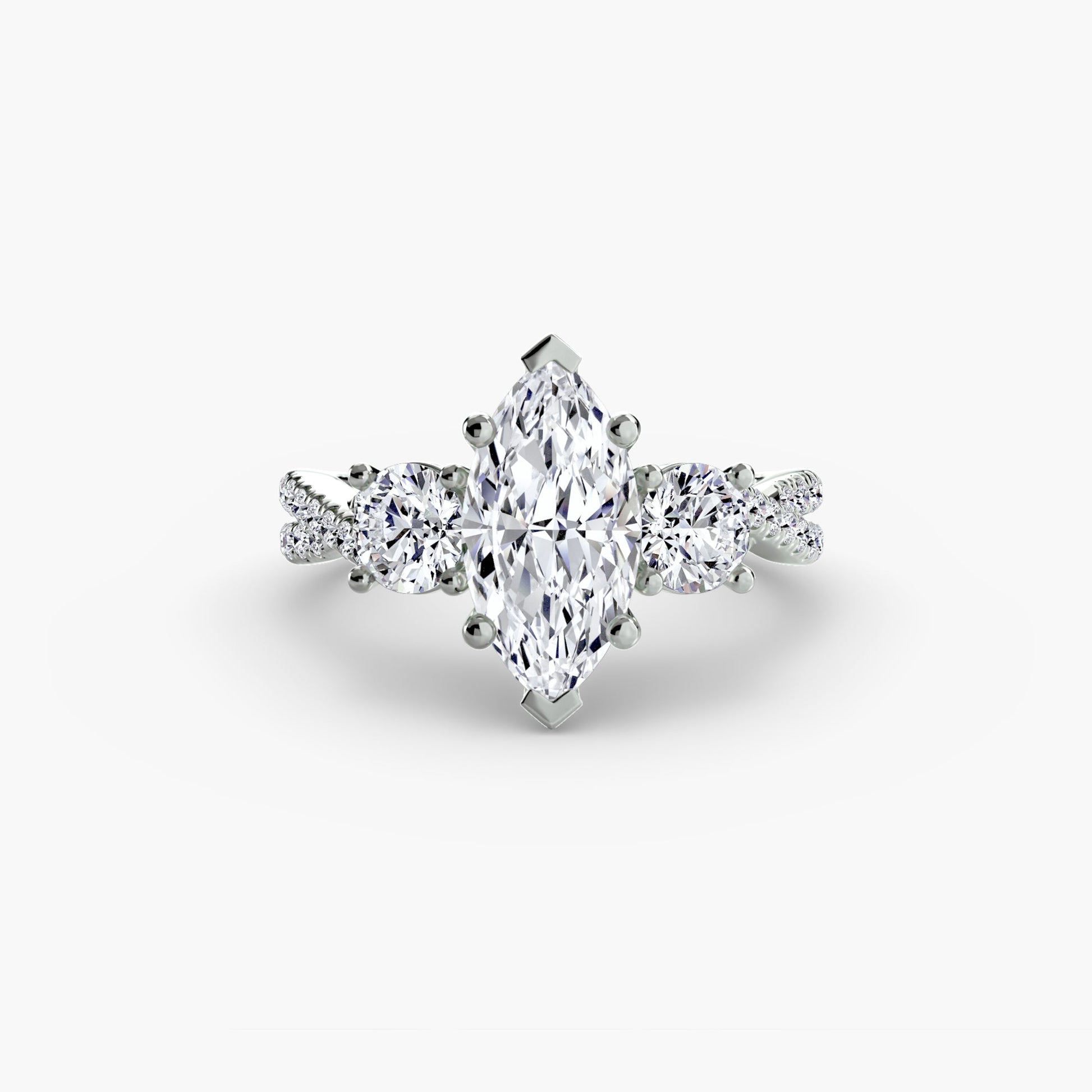 Three - Stone with Pavé Band 2 - Prestige Stones