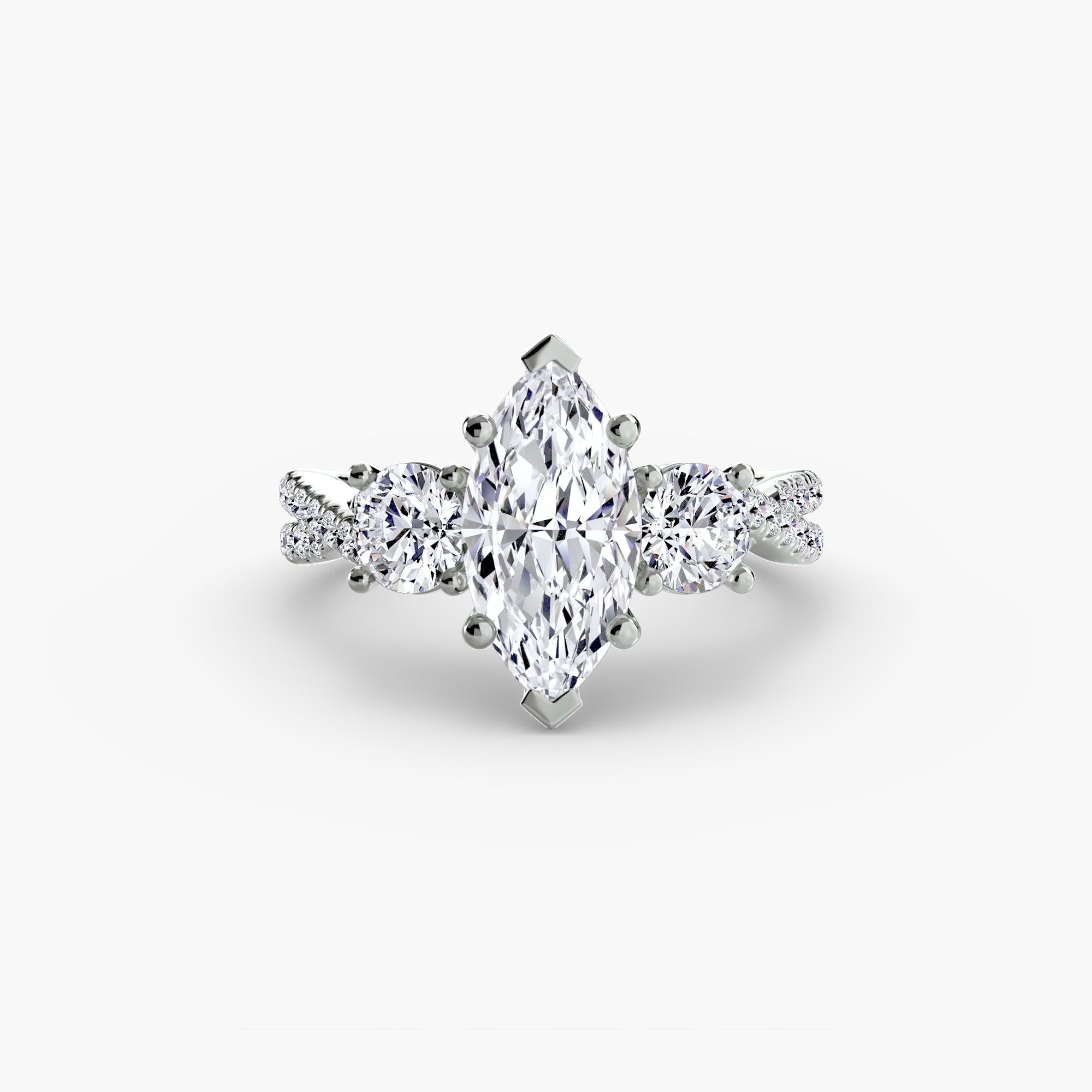Three - Stone with Pavé Band 2 - Prestige Stones