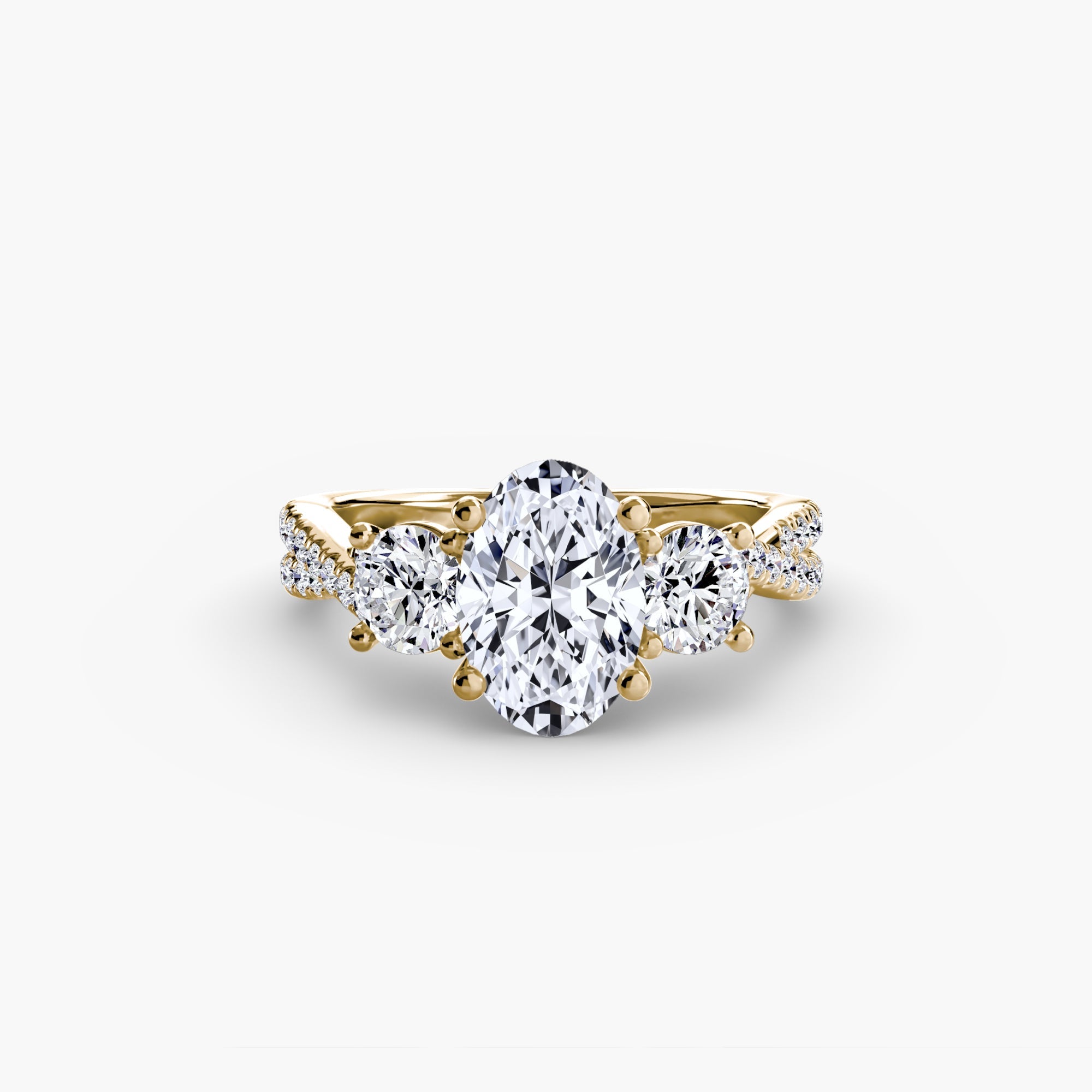 Three - Stone with Pavé Band 2 - Prestige Stones