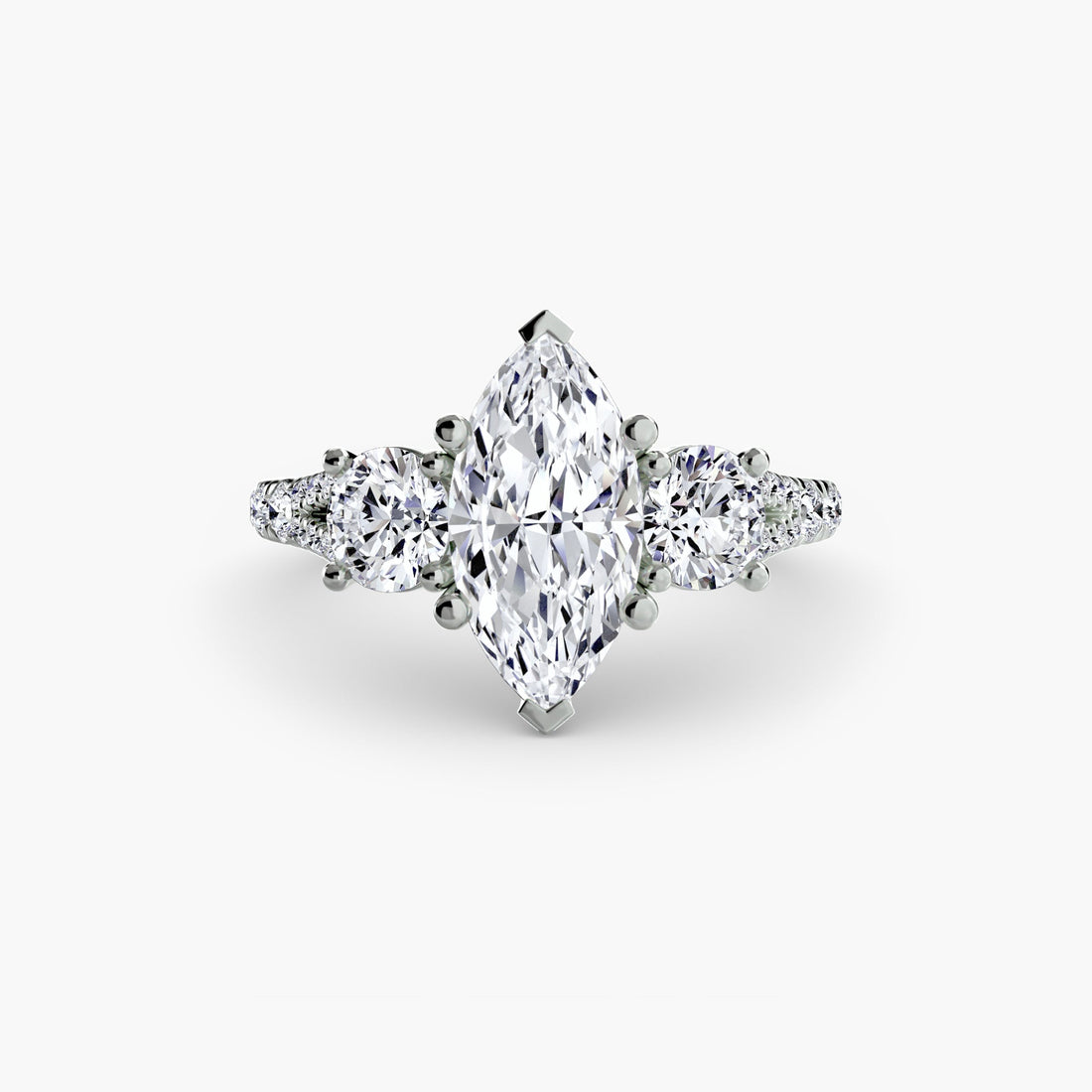 Three - Stone with Pavé Band 3 - Prestige Stones