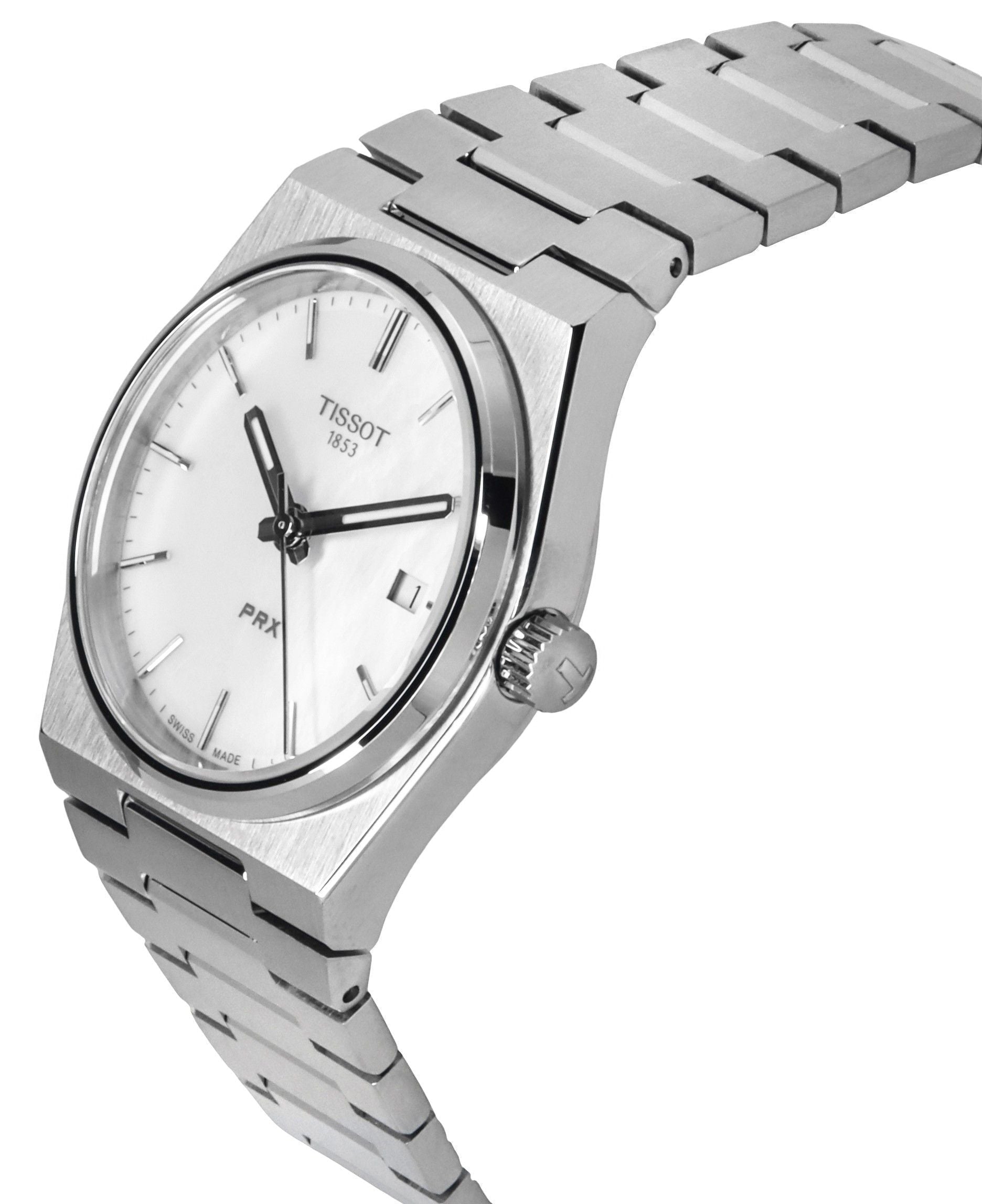 Tissot PRX Classic Contemporary Stainless Steel White Mother Of Pearl Dial Quartz T137.210.11.111.00 100M Unisex Watch - Prestige Stones