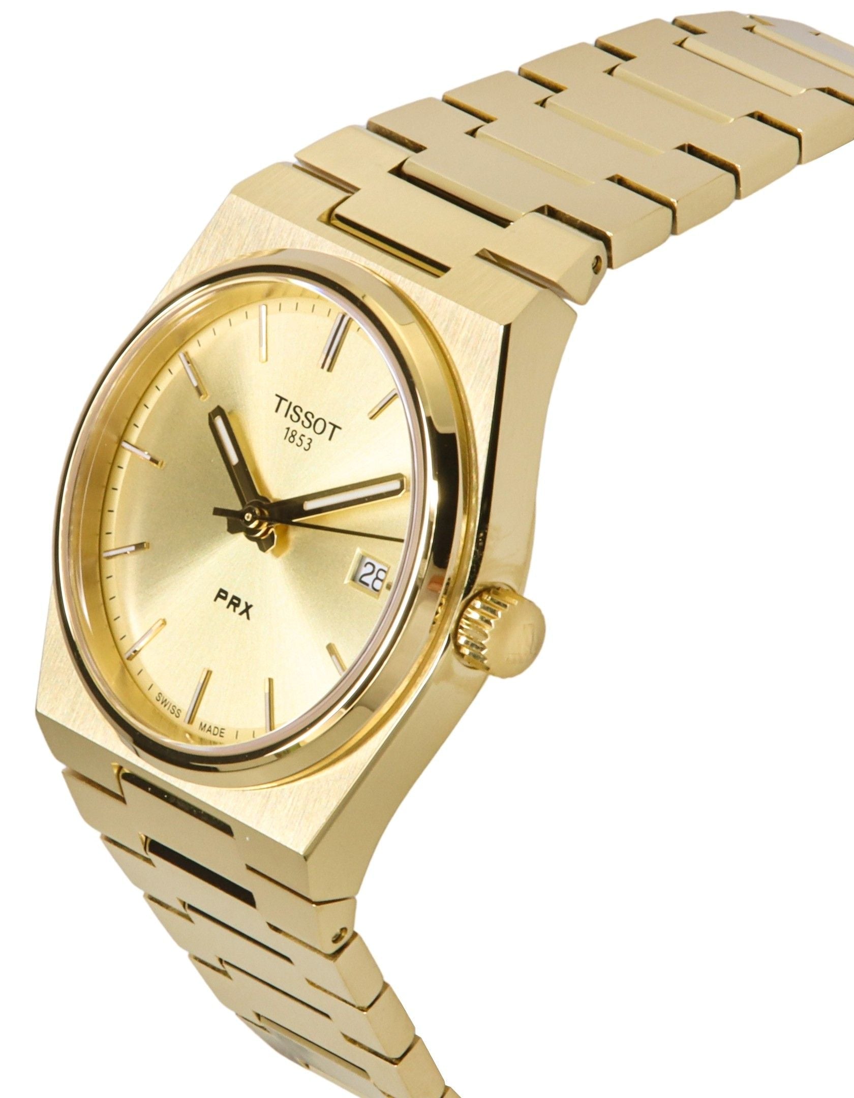 Tissot PRX Gold Tone Stainless Steel Champagne Dial Swiss Quartz T137.210.33.021.00 100M Women's Watch - Prestige Stones