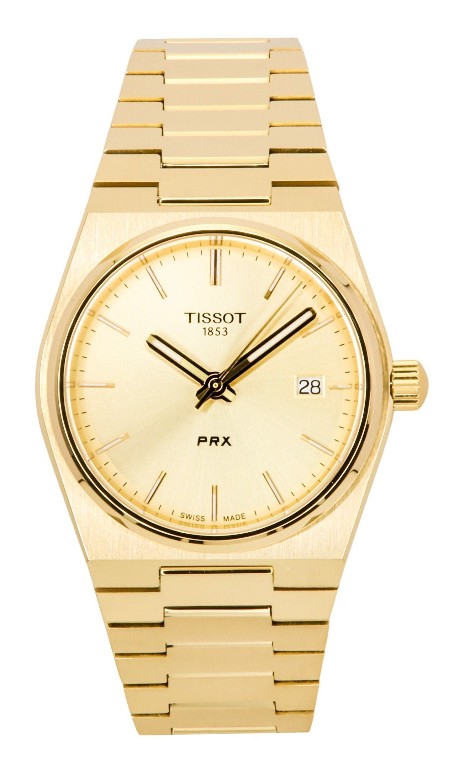 Tissot PRX Gold Tone Stainless Steel Champagne Dial Swiss Quartz T137.210.33.021.00 100M Women's Watch - Prestige Stones