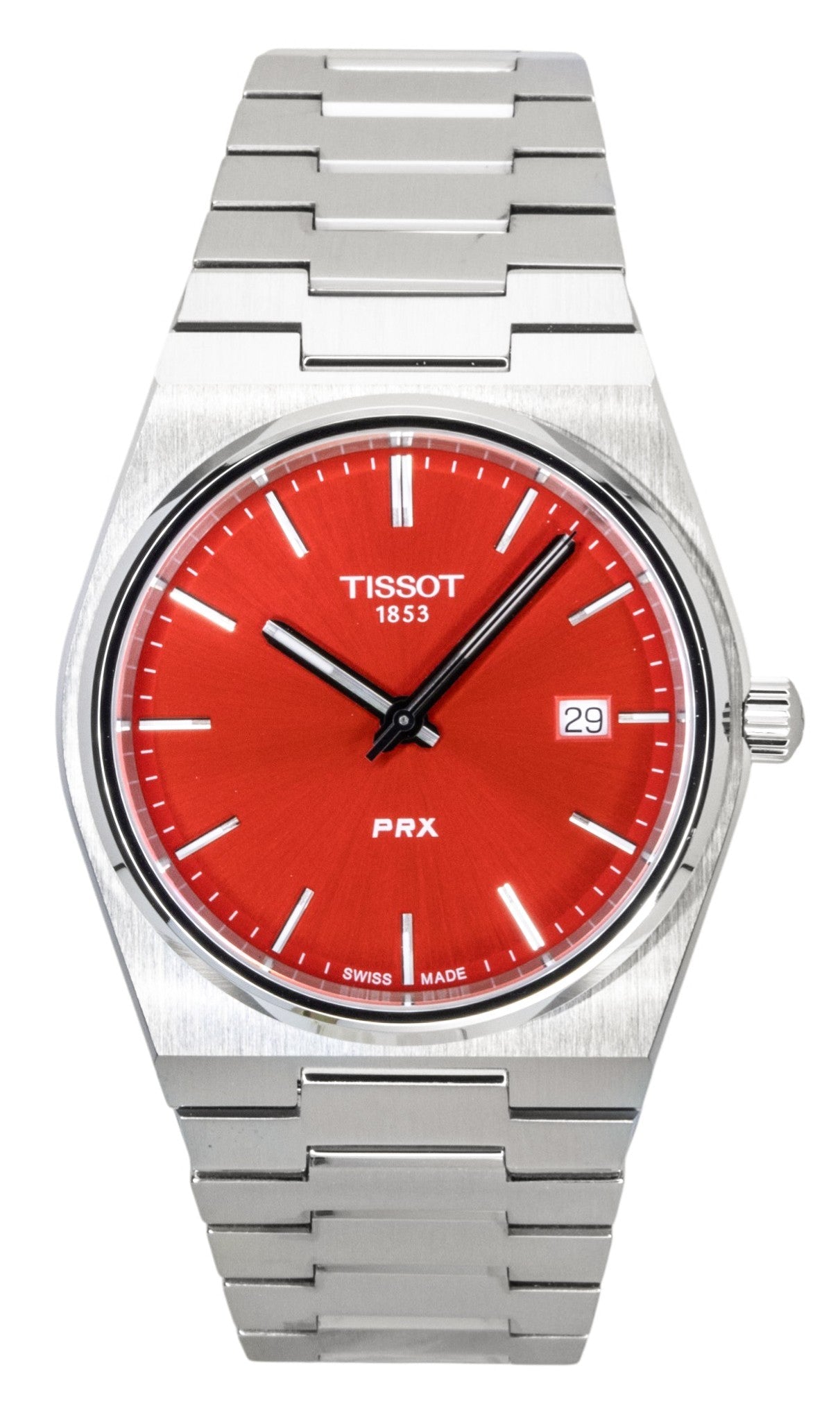 Tissot PRX Stainless Steel Red Dial Quartz T137.410.11.421.00 100M Men's Watch - Prestige Stones