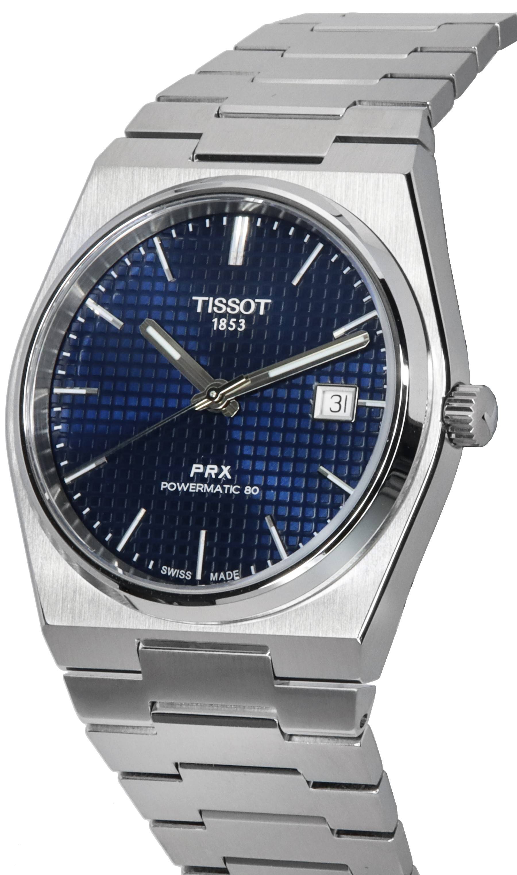 Tissot PRX T - Classic Powermatic 80 Stainless Steel Blue Dial T137.407.11.041.00 T1374071104100 100M Men's Watch - Prestige Stones