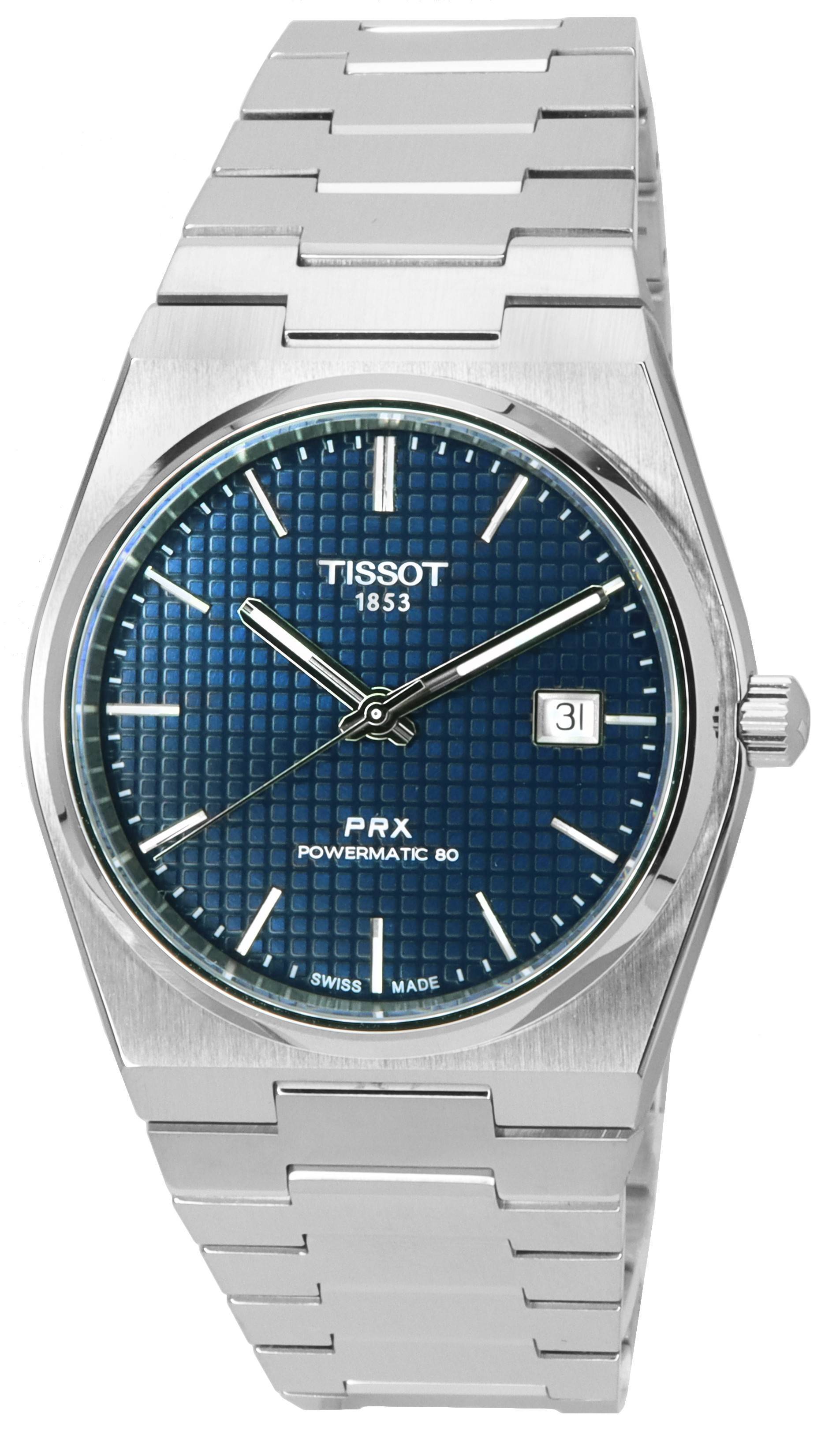 Tissot PRX T - Classic Powermatic 80 Stainless Steel Blue Dial T137.407.11.041.00 T1374071104100 100M Men's Watch - Prestige Stones