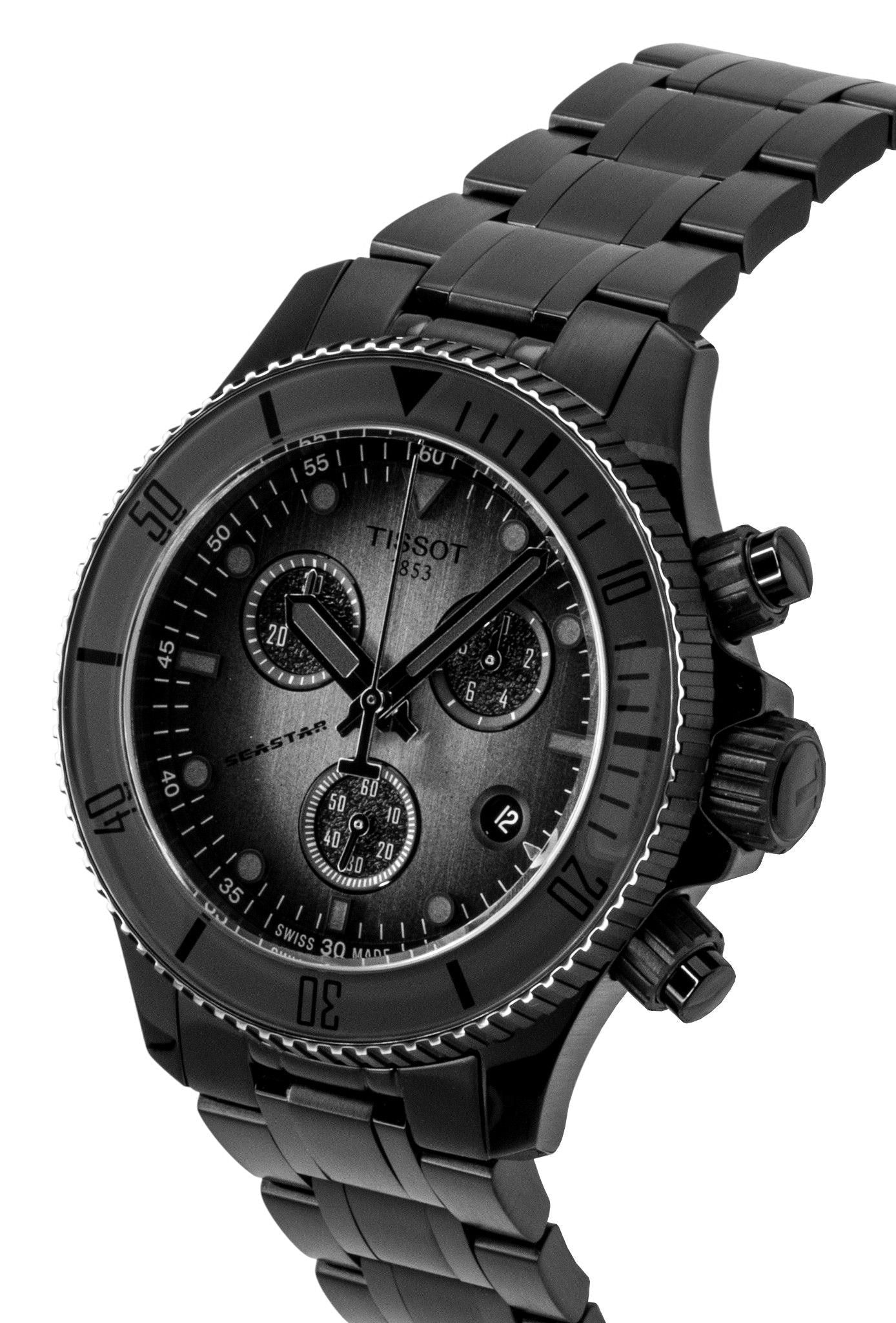 Tissot Seastar 1000 Chronograph Black Stainless Steel Black Dial Quartz Diver's T120.217.33.061.00 300M Men's Watch - Prestige Stones