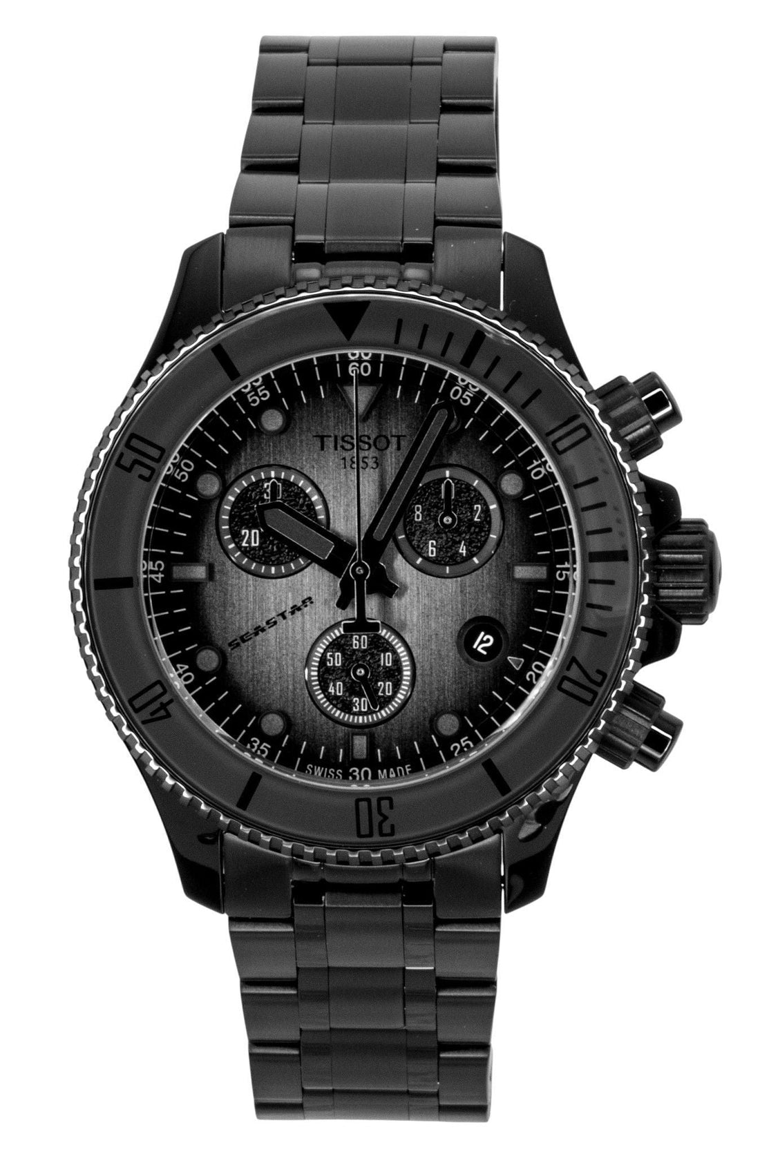 Tissot Seastar 1000 Chronograph Black Stainless Steel Black Dial Quartz Diver's T120.217.33.061.00 300M Men's Watch - Prestige Stones