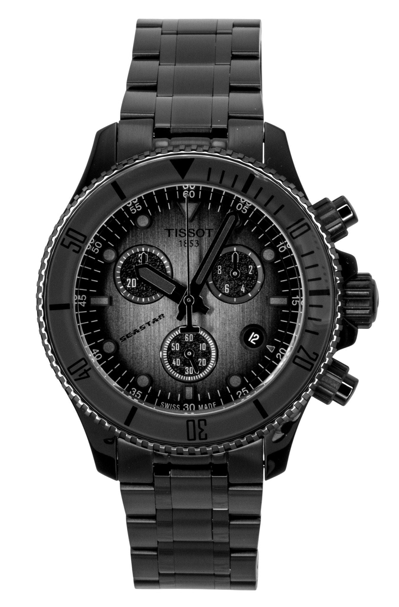 Tissot Seastar 1000 Chronograph Black Stainless Steel Black Dial Quartz Diver's T120.217.33.061.00 300M Men's Watch - Prestige Stones