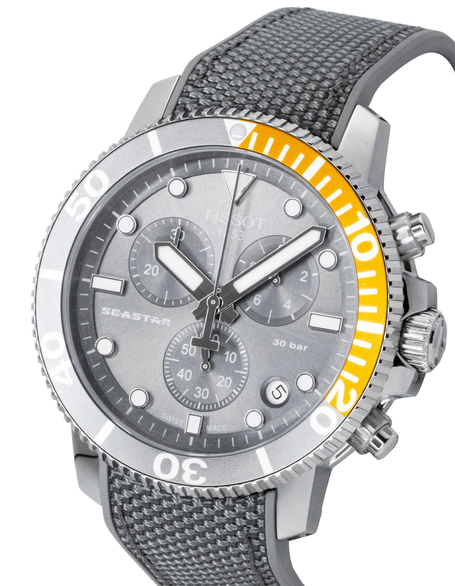 Tissot Seastar 1000 Chronograph Fabric Strap Black Dial Quartz Diver's T120.417.17.081.01 300M Men's Watch - Prestige Stones