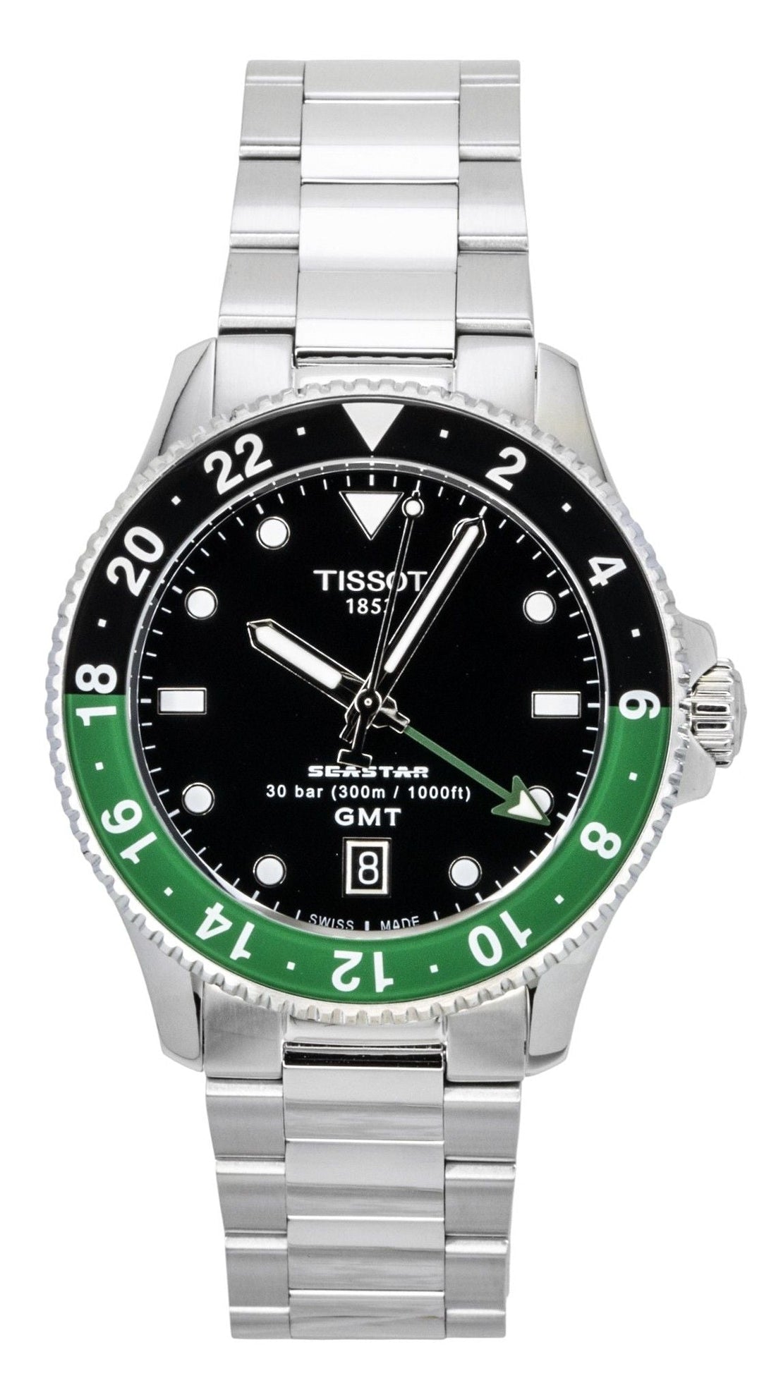 Tissot Seastar 1000 GMT Stainless Steel Black Dial Quartz Diver's T120.852.11.051.00 300M Men's Watch - Prestige Stones