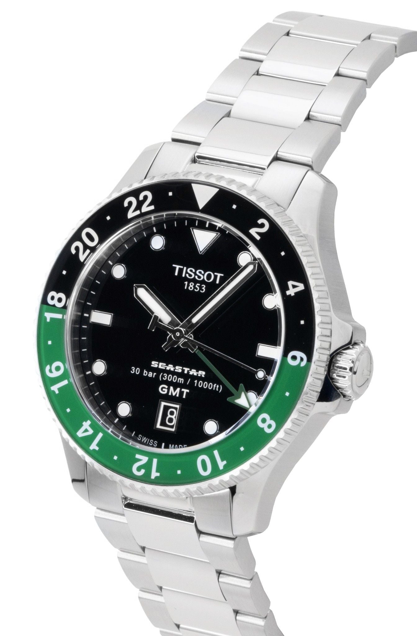 Tissot Seastar 1000 GMT Stainless Steel Black Dial Quartz Diver's T120.852.11.051.00 300M Men's Watch - Prestige Stones