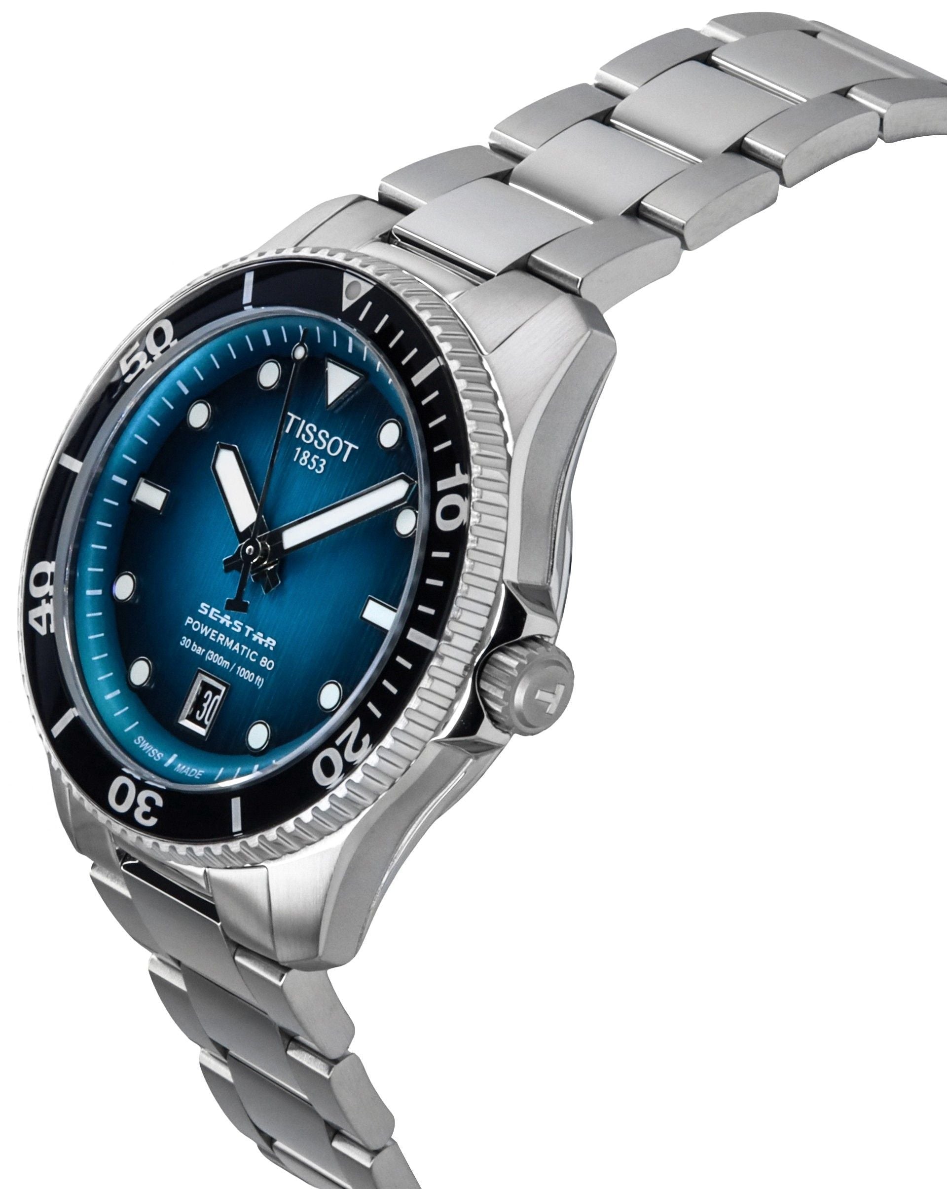 Tissot Seastar 1000 Powermatic 80 Turquoise Dial Automatic Diver's T120.807.11.091.00 300M Men's Watch - Prestige Stones