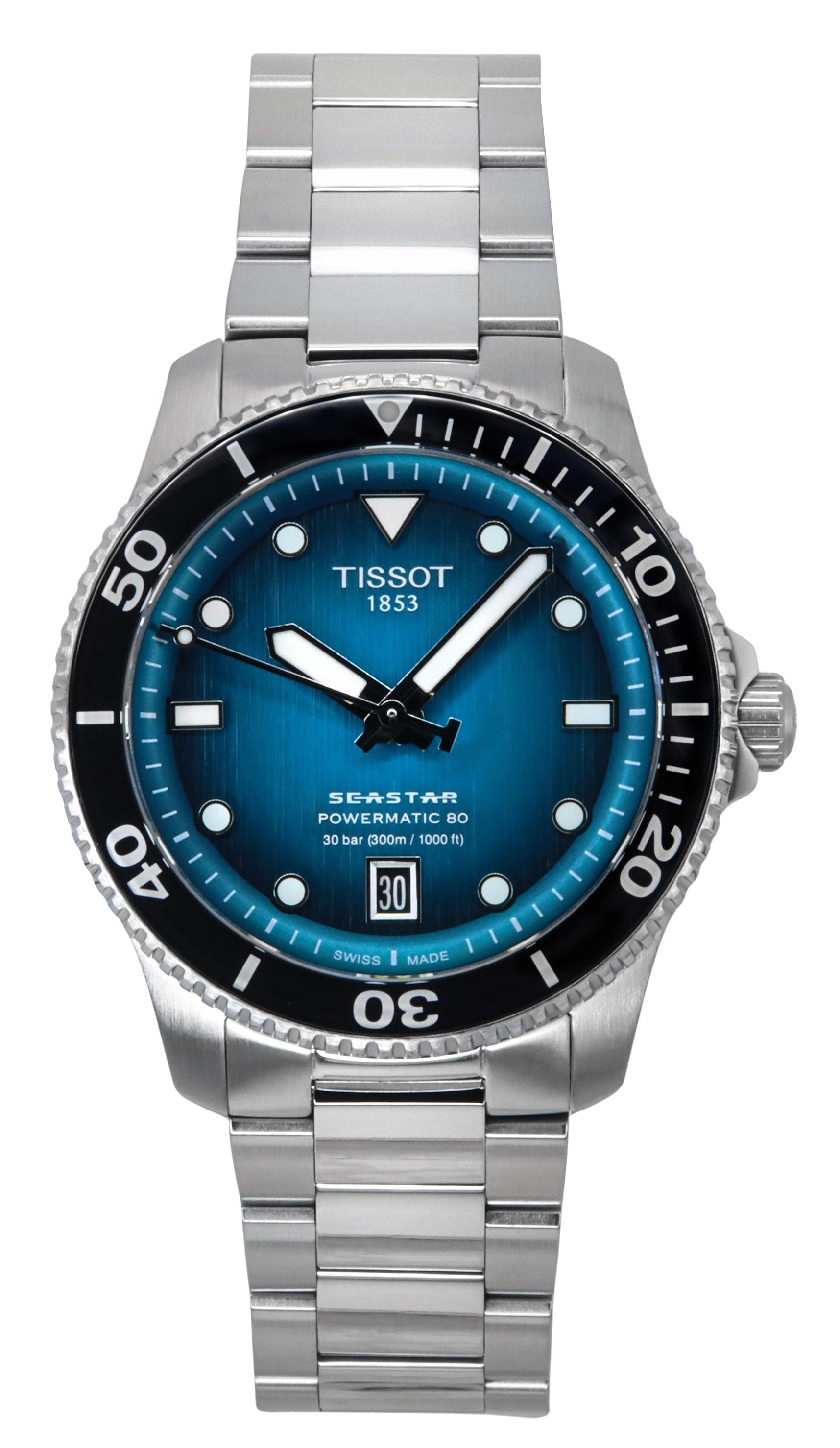 Tissot Seastar 1000 Powermatic 80 Turquoise Dial Automatic Diver's T120.807.11.091.00 300M Men's Watch - Prestige Stones