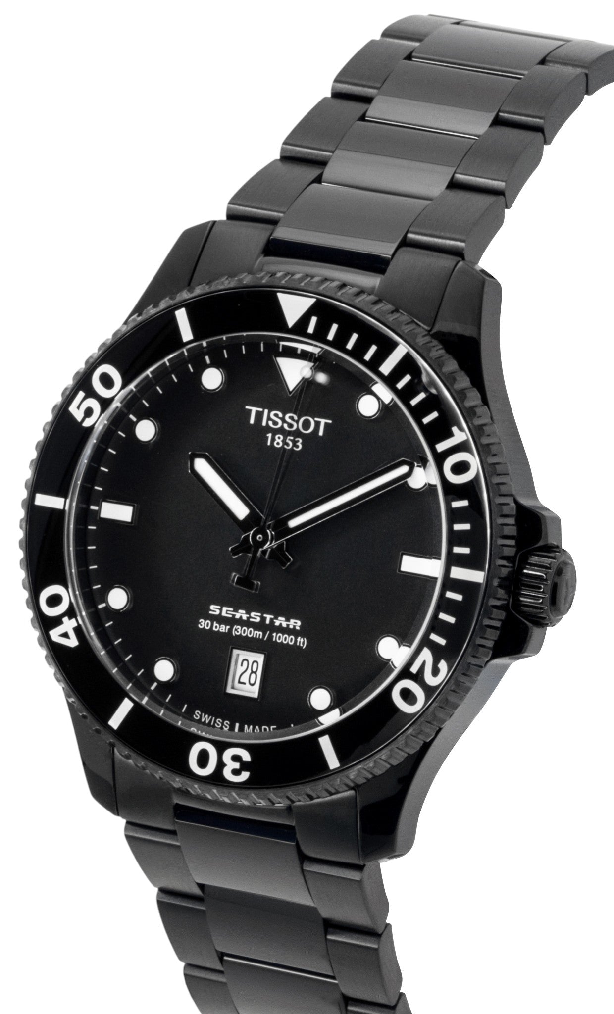 Tissot SeaStar 1000 Stainless Steel Black Dial Quartz Diver's T120.410.33.051.00 300M Men's Watch - Prestige Stones