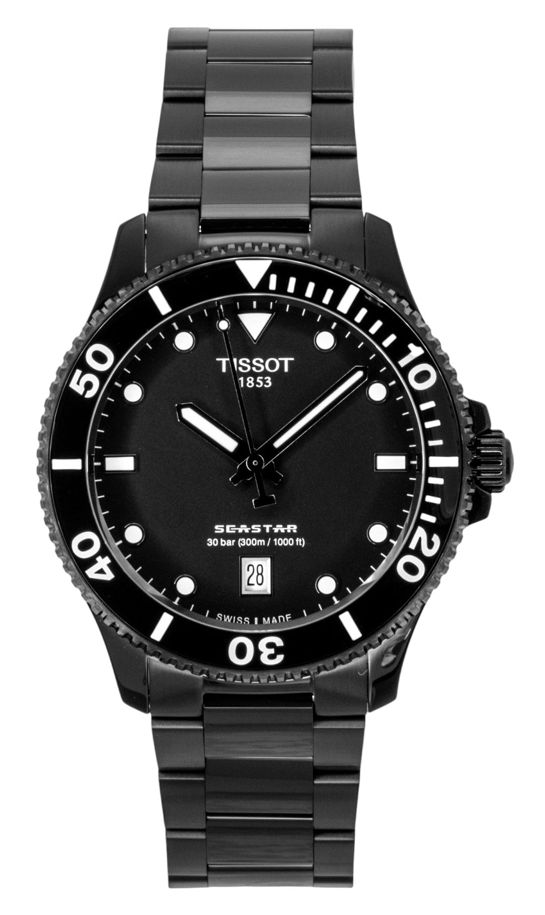 Tissot SeaStar 1000 Stainless Steel Black Dial Quartz Diver's T120.410.33.051.00 300M Men's Watch - Prestige Stones