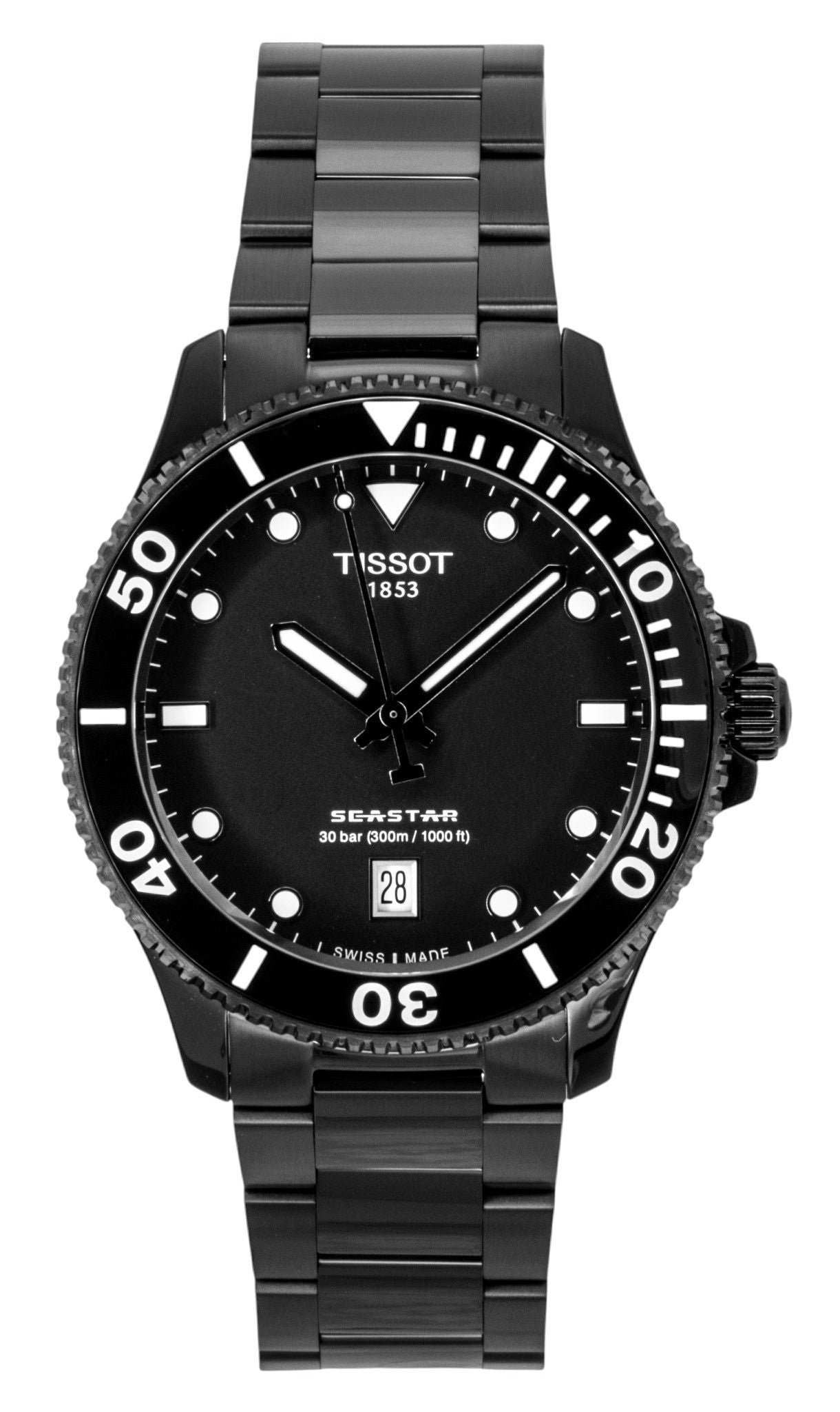 Tissot SeaStar 1000 Stainless Steel Black Dial Quartz Diver's T120.410.33.051.00 300M Men's Watch - Prestige Stones