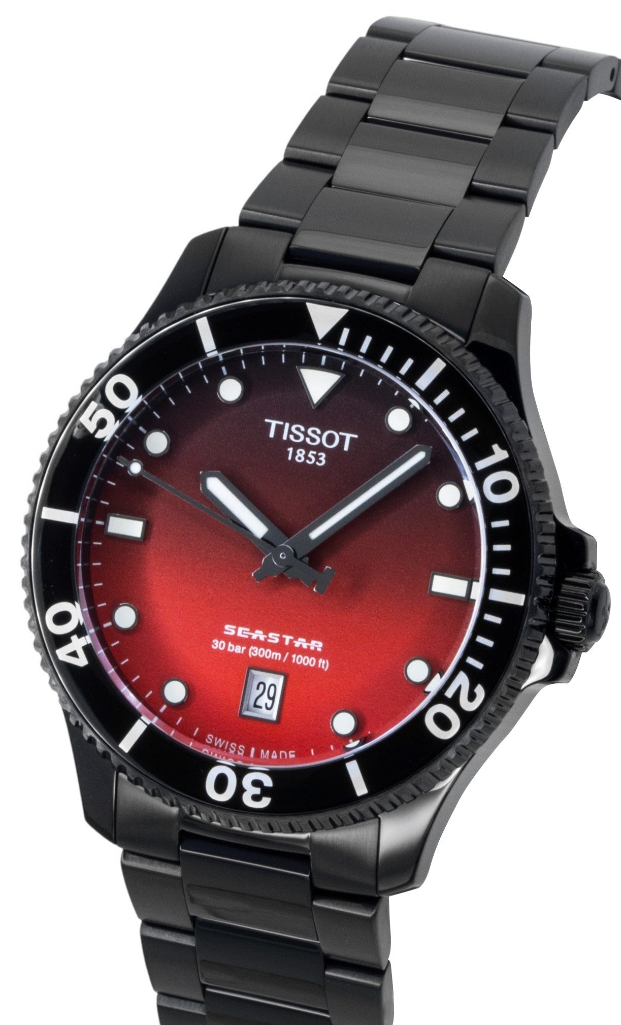 Tissot SeaStar 1000 Stainless Steel Red And Black Dial Quartz T120.410.33.421.00 300M Men's Watch - Prestige Stones