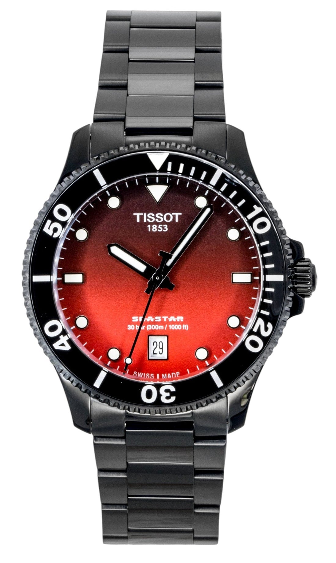 Tissot SeaStar 1000 Stainless Steel Red And Black Dial Quartz T120.410.33.421.00 300M Men's Watch - Prestige Stones