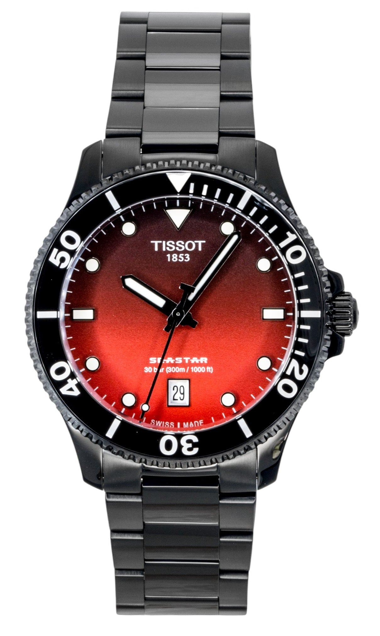 Tissot SeaStar 1000 Stainless Steel Red And Black Dial Quartz T120.410.33.421.00 300M Men's Watch - Prestige Stones