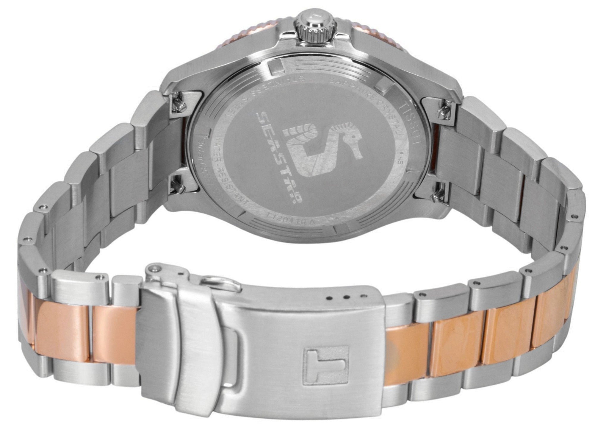 Tissot SeaStar 1000 Two Tone Stainless Steel Black Dial Quartz Diver's T120.410.22.051.01 300M Men's Watch - Prestige Stones