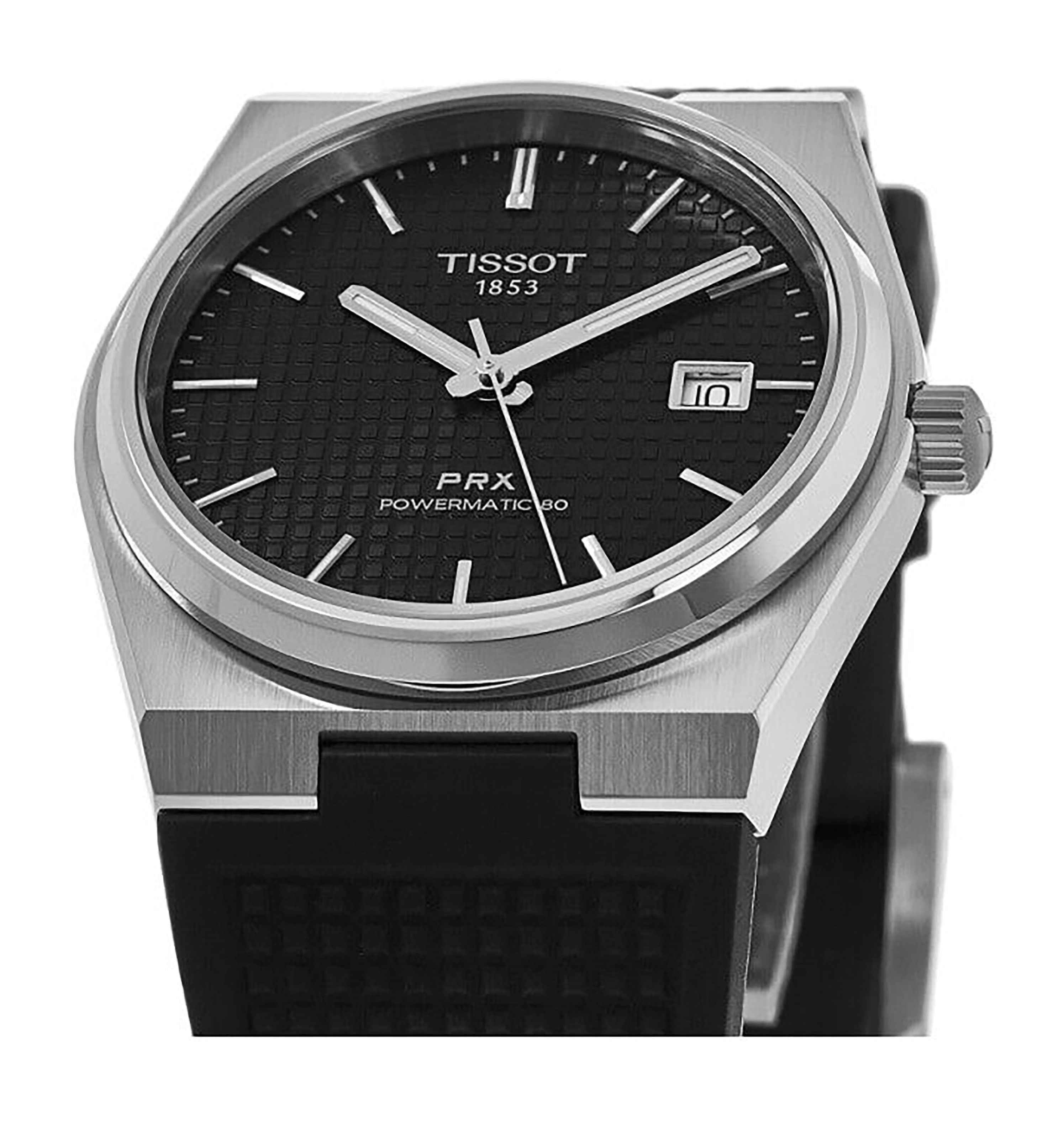 Tissot T - Classic PRX Powermatic 80 Rubber Strap Black Dial Automatic T137.407.17.051.00 100M Men's Watch - Prestige Stones