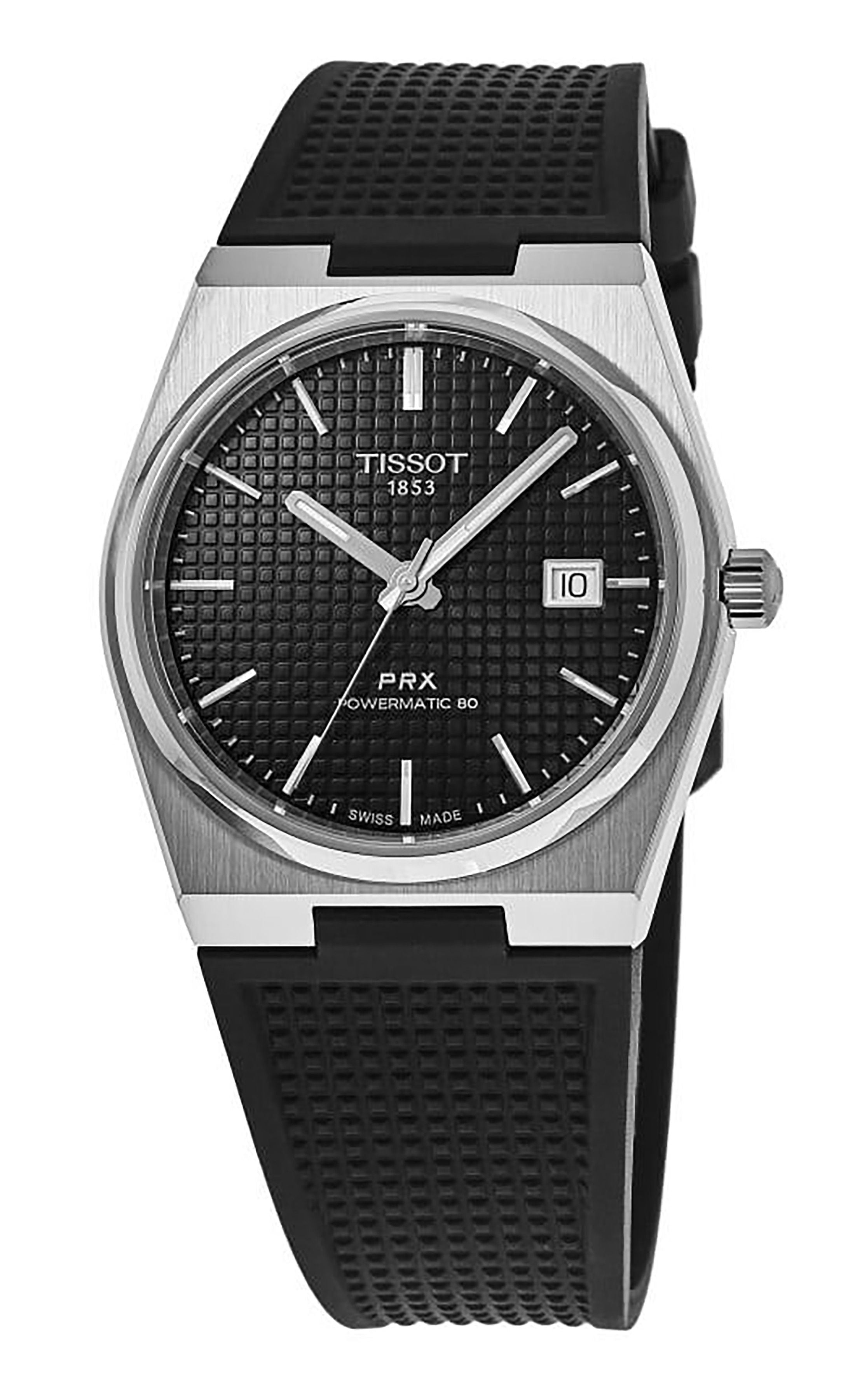Tissot T - Classic PRX Powermatic 80 Rubber Strap Black Dial Automatic T137.407.17.051.00 100M Men's Watch - Prestige Stones