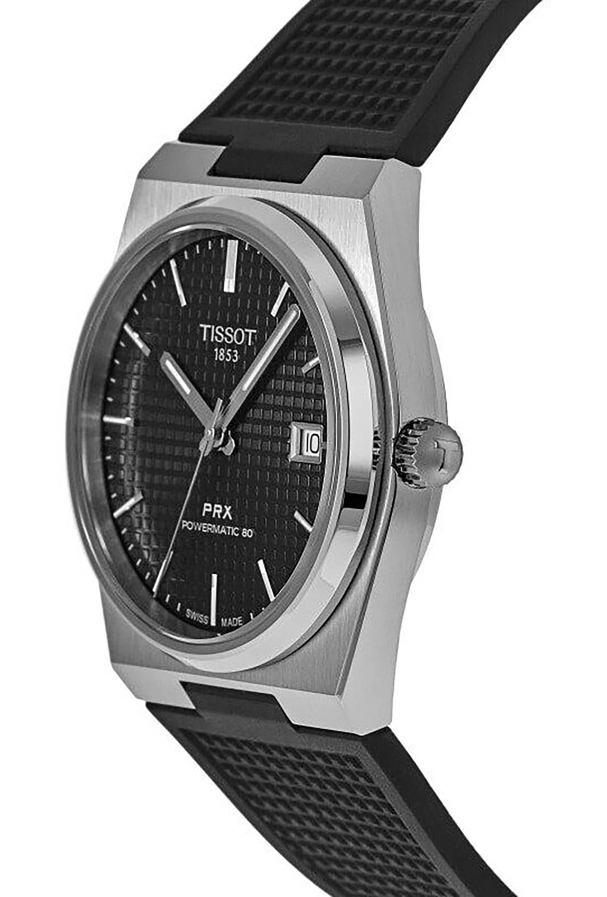Tissot T - Classic PRX Powermatic 80 Rubber Strap Black Dial Automatic T137.407.17.051.00 100M Men's Watch - Prestige Stones