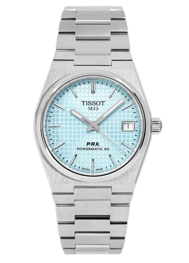 Tissot T - Classic PRX Powermatic 80 Stainless Steel Ice Blue Dial Automatic T137.207.11.351.00 100M Women's Watch - Prestige Stones