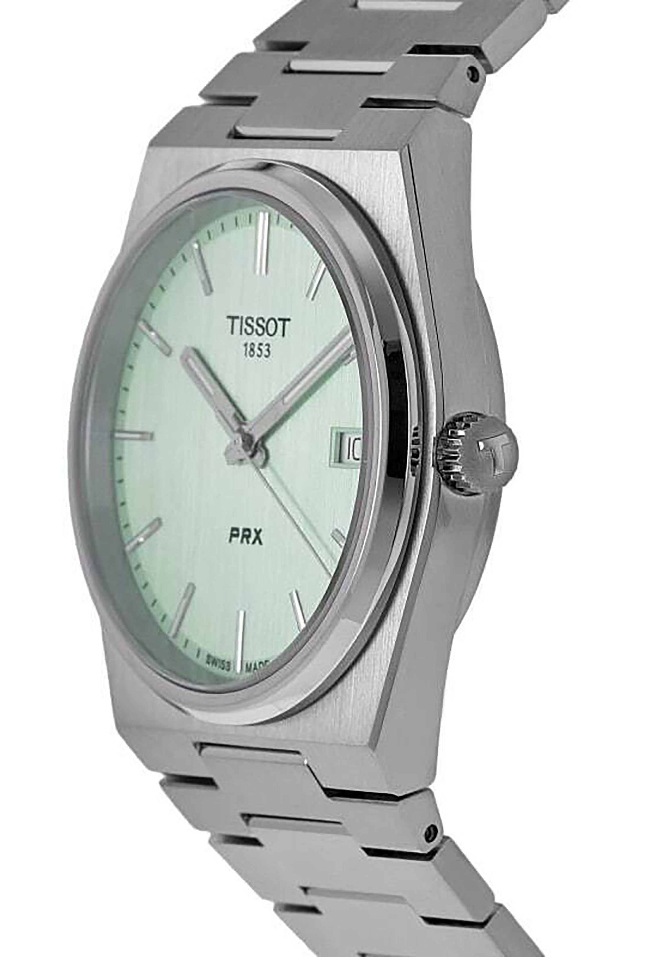 Tissot T - Classic PRX Stainless Steel Light Green Dial Quartz T137.410.11.091.01 100M Unisex Watch - Prestige Stones