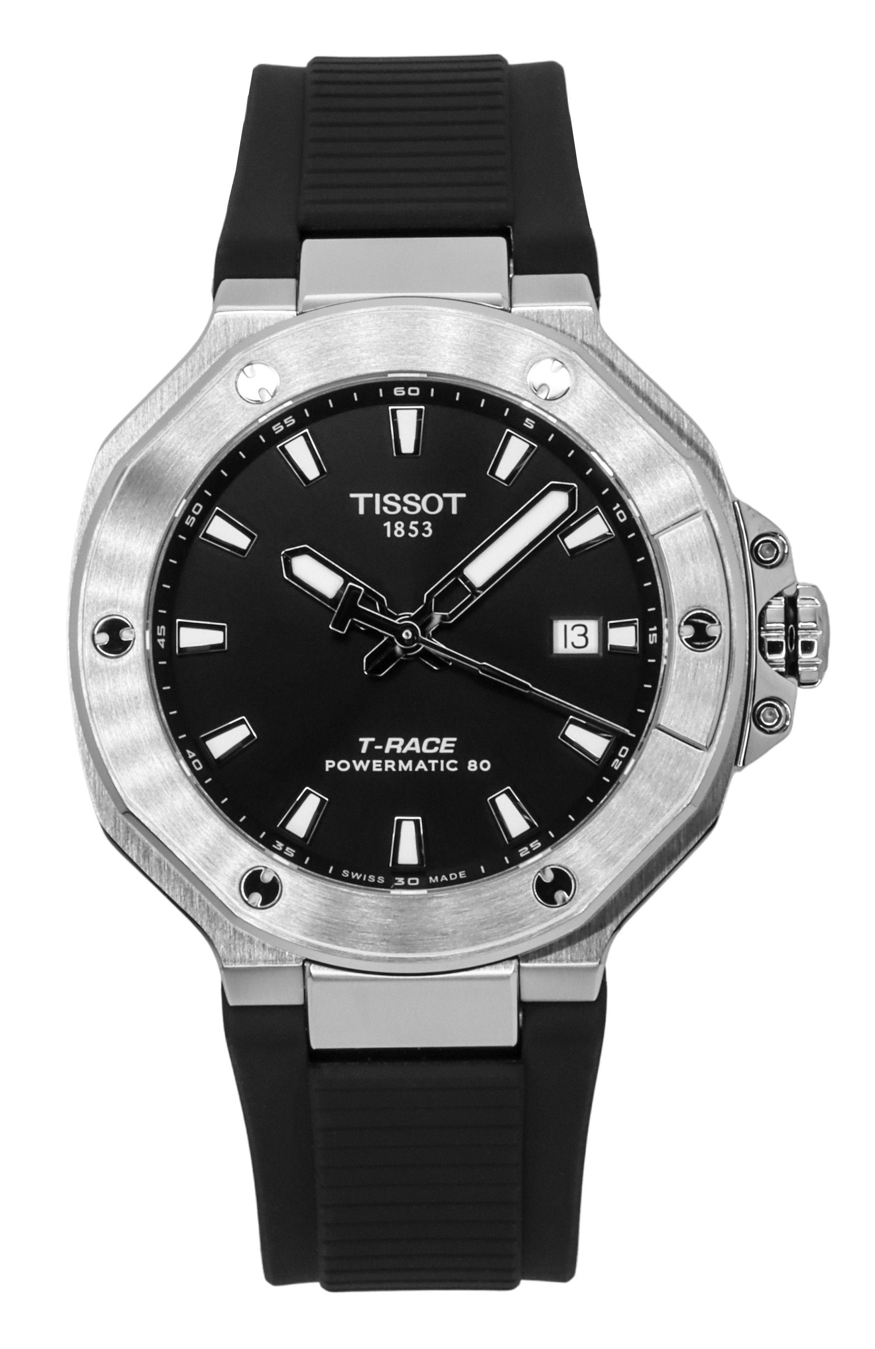 Tissot T - Race Powermatic 80 Silicone Strap Black Dial Automatic T141.807.17.051.00 100M Men's Watch - Prestige Stones