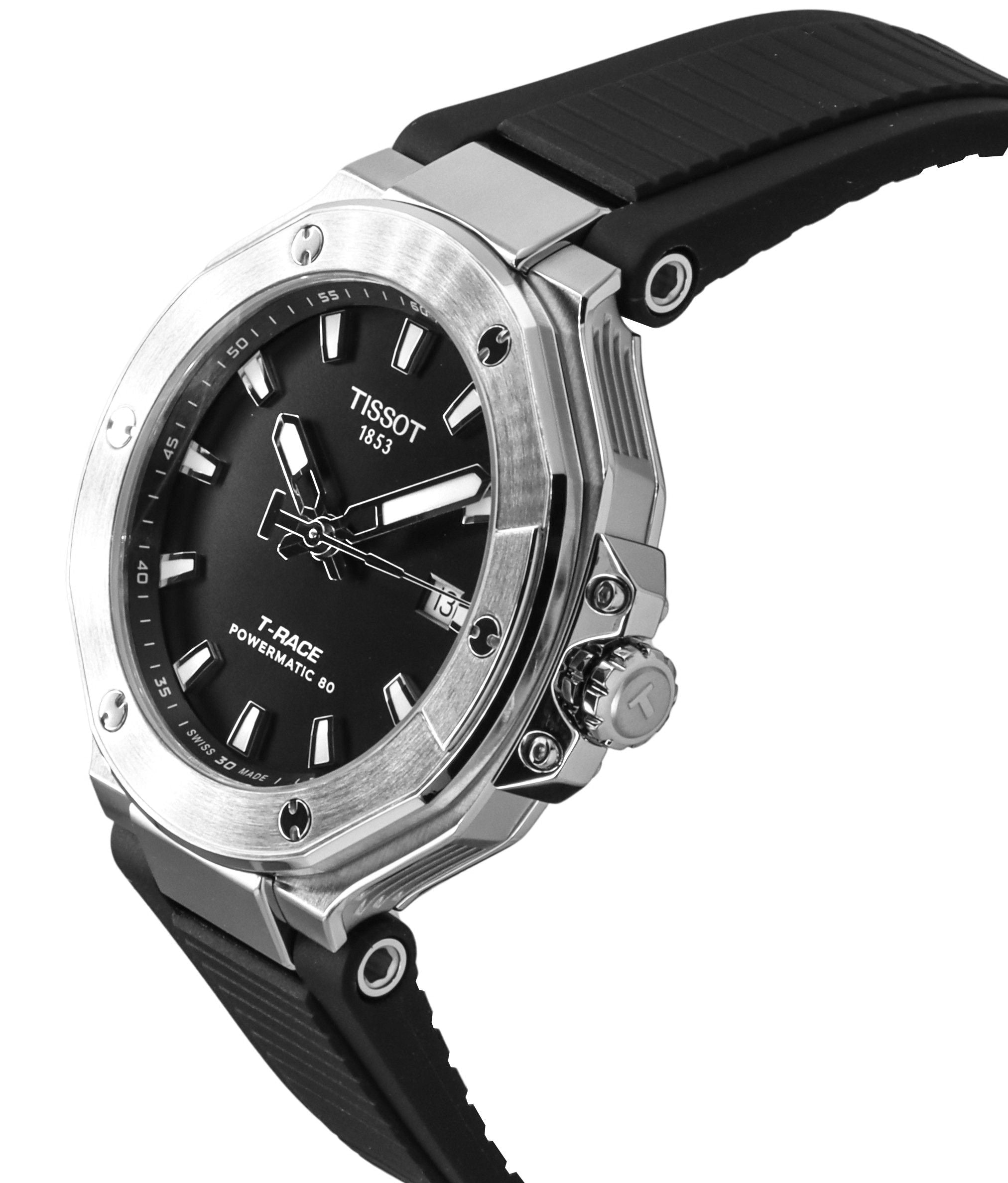 Tissot T - Race Powermatic 80 Silicone Strap Black Dial Automatic T141.807.17.051.00 100M Men's Watch - Prestige Stones