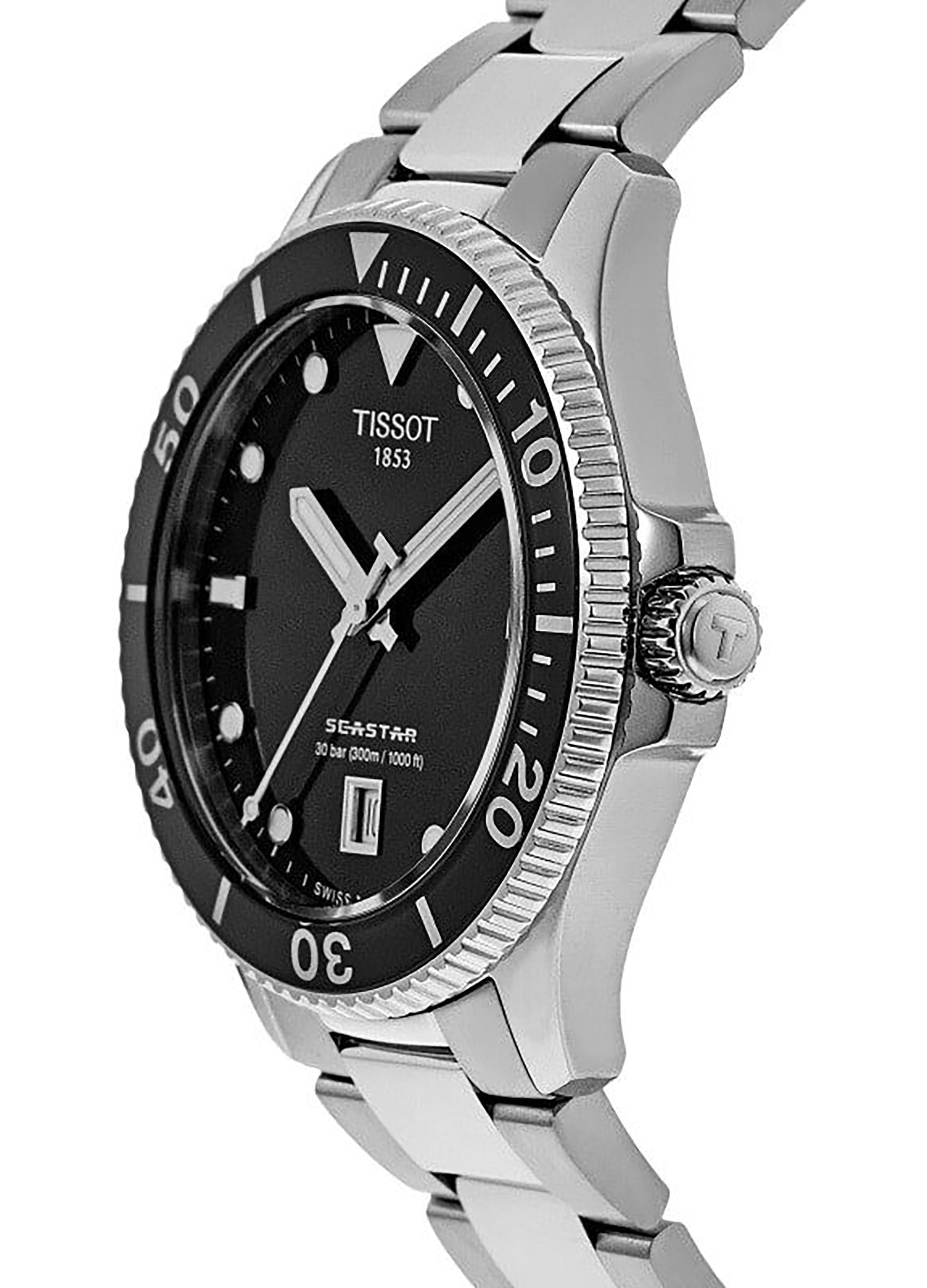 Tissot T - Sport Seastar 1000 Stainless Steel Black Dial Quartz Diver's T120.210.11.051.00 300M Unisex Watch - Prestige Stones