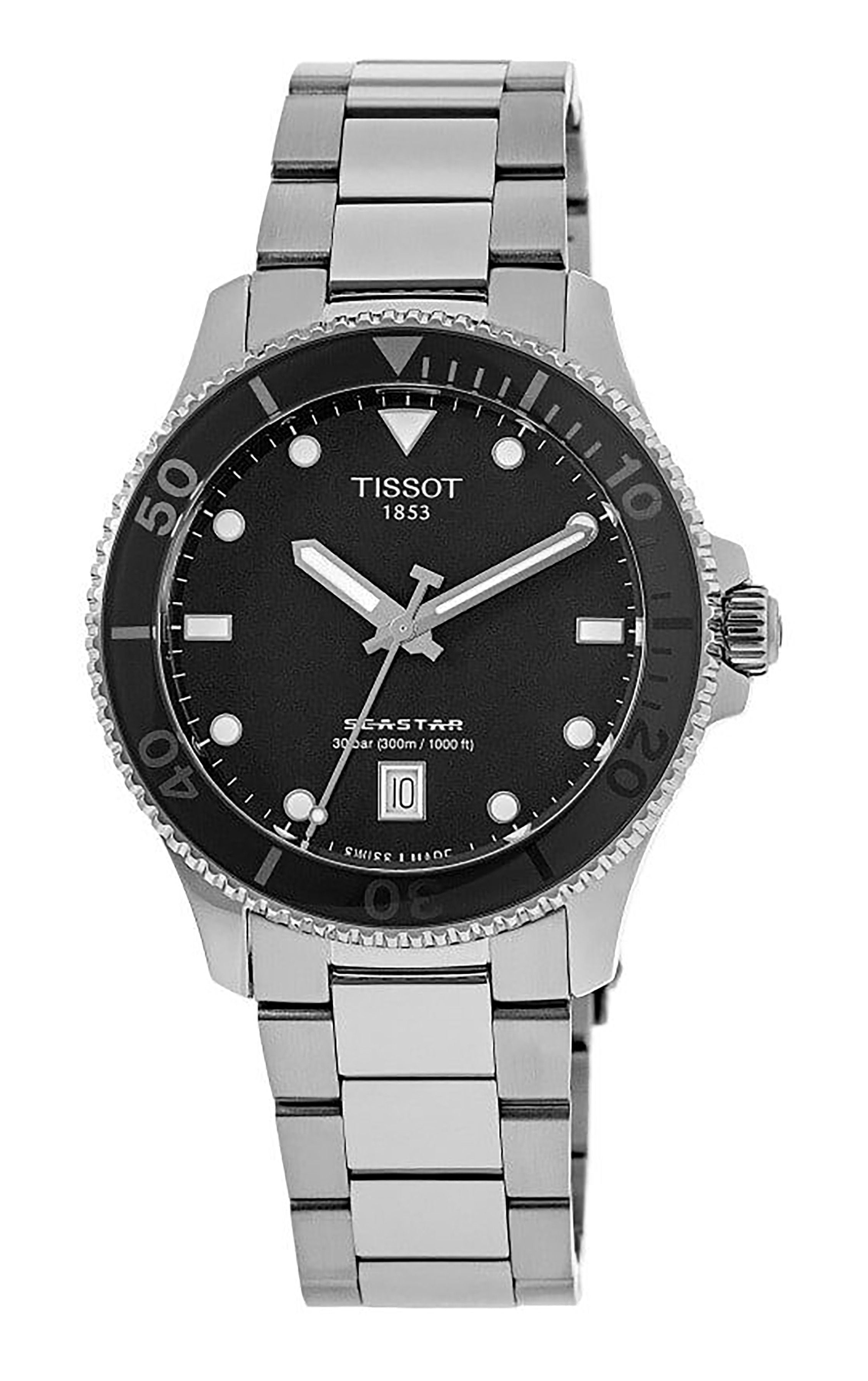 Tissot T - Sport Seastar 1000 Stainless Steel Black Dial Quartz Diver's T120.210.11.051.00 300M Unisex Watch - Prestige Stones
