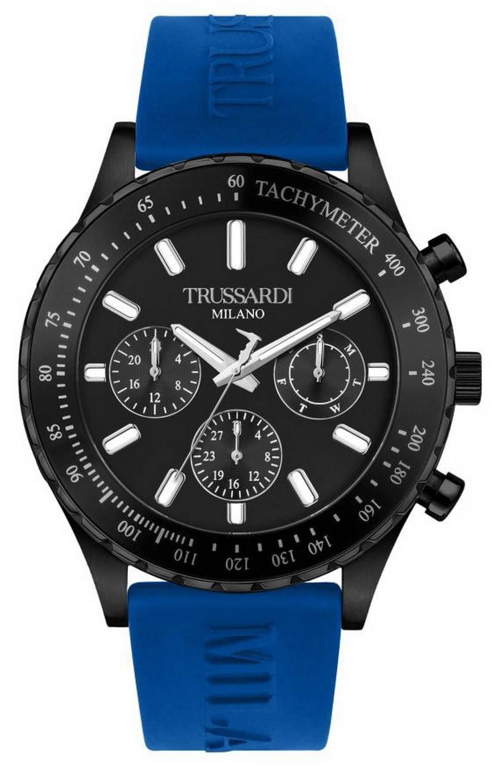 Trussardi T - Logo Tachymeter Black Dial Silicon Strap Quartz R2451148001 Men's Watch - Prestige Stones