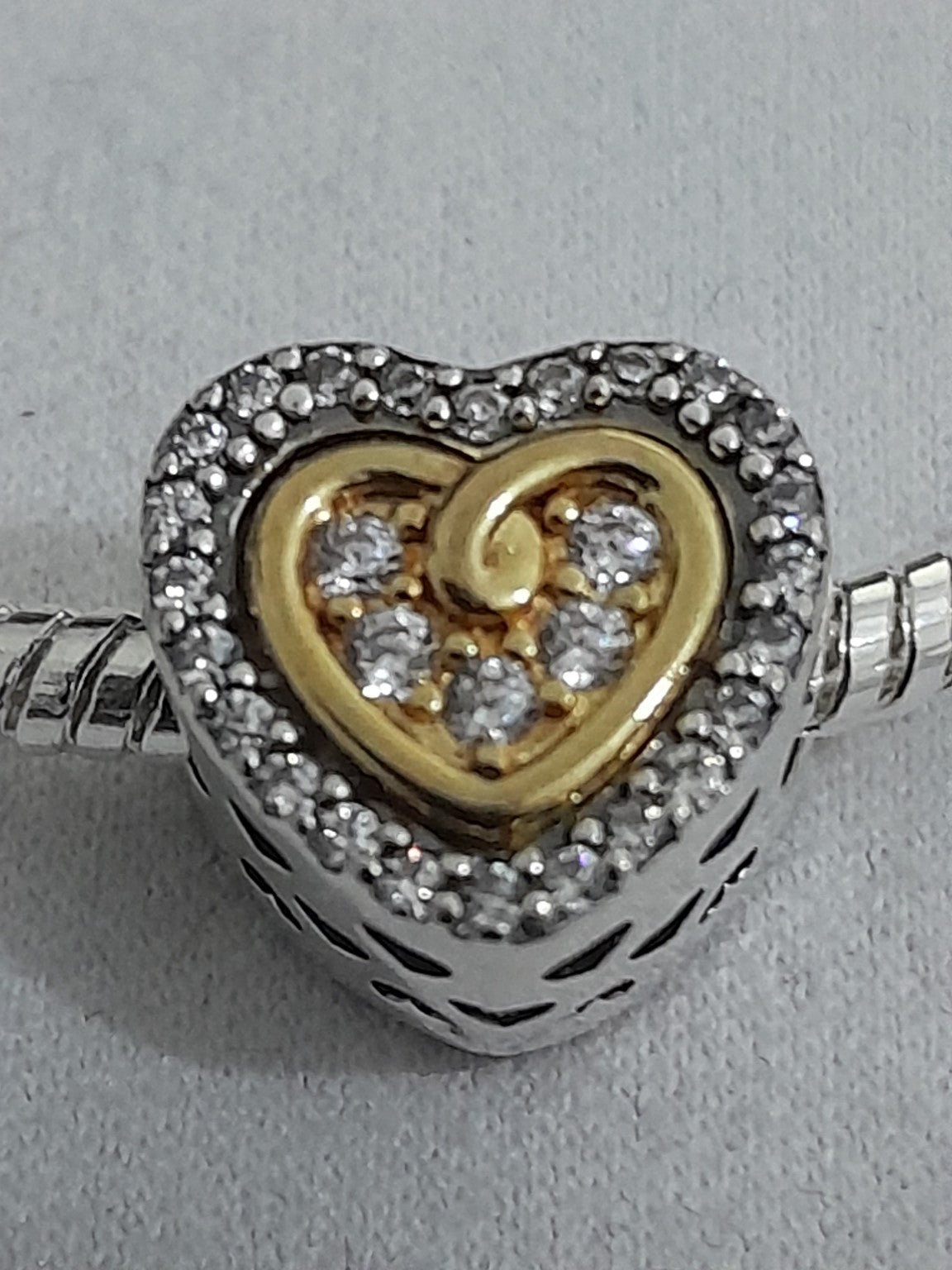 Two - Tone Heart Sparkle Charm Bracelet - Prestige Stones