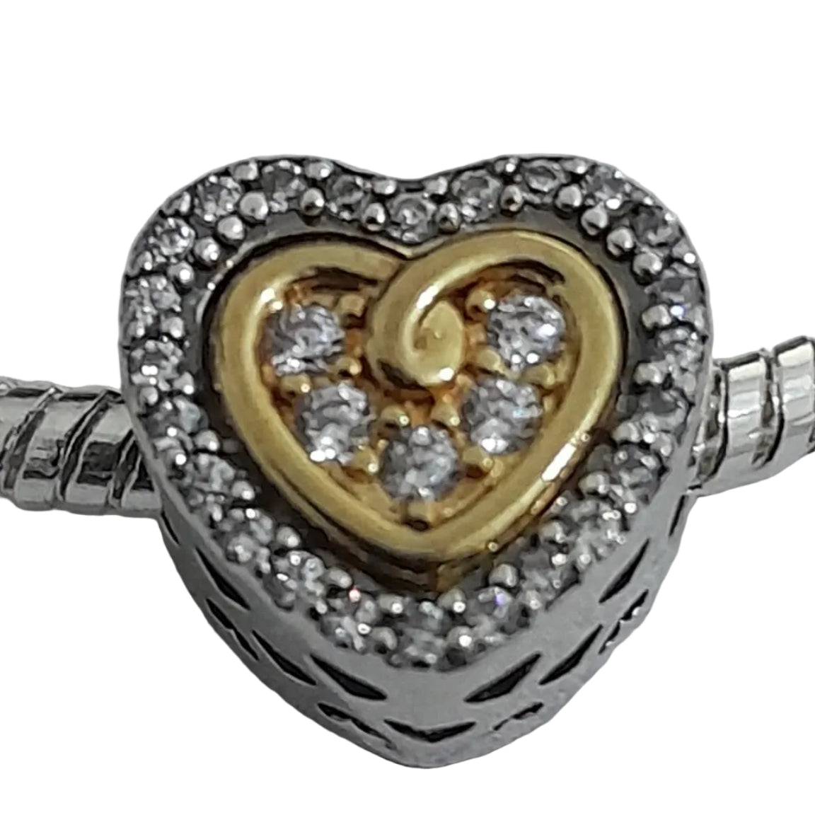 Two - Tone Heart Sparkle Charm Bracelet - Prestige Stones
