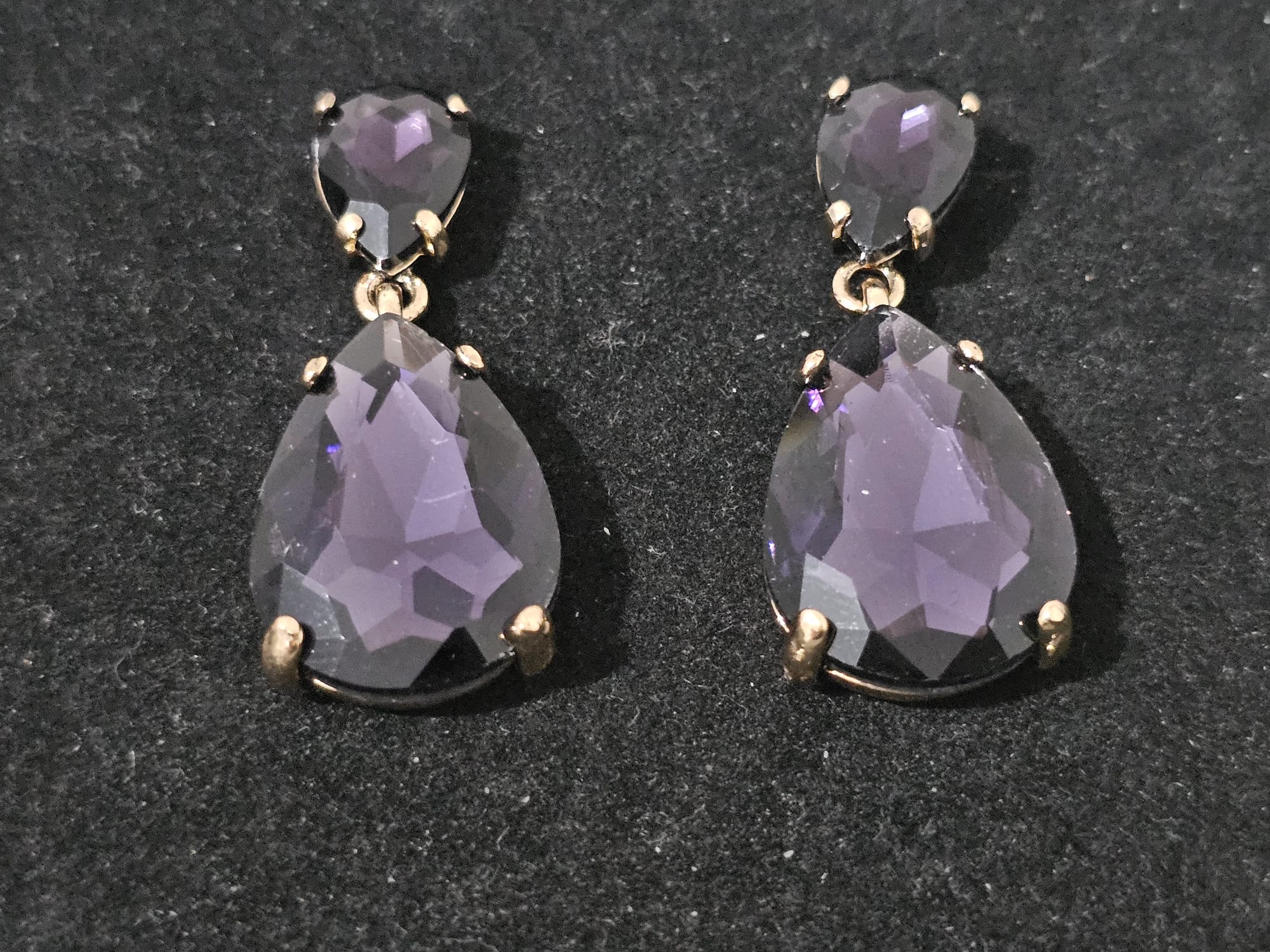 Uran Rhinestone Water Drop Earrings – Purple - Prestige Stones